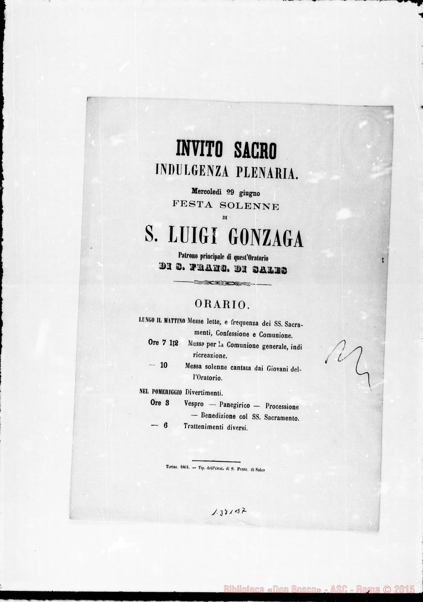 Fotogramma B 7 — 1864: Festa S. Luigi. Stampato
