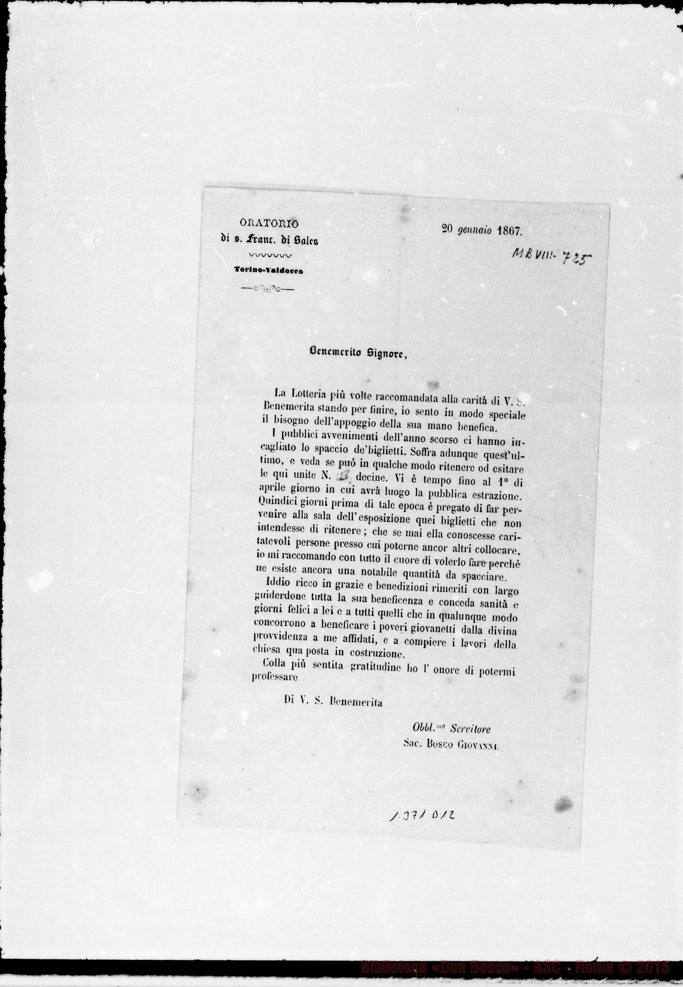Fotogramma D 12 — 1867: Lotteria: «…più volte…» Stampato