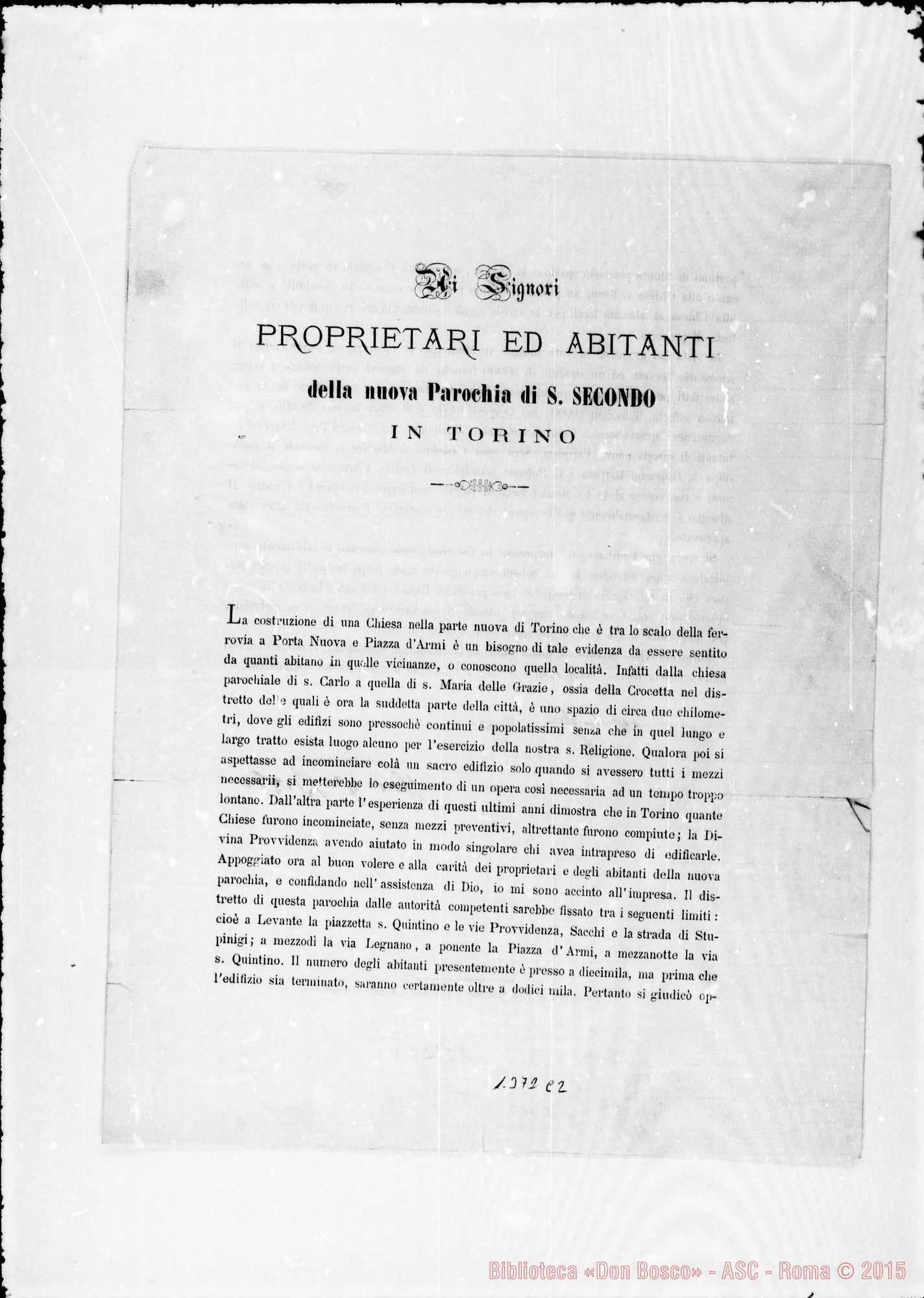 Fotogramma C 2 — S. Secondo, chiesa. Stampato con firma autogr. Bosco