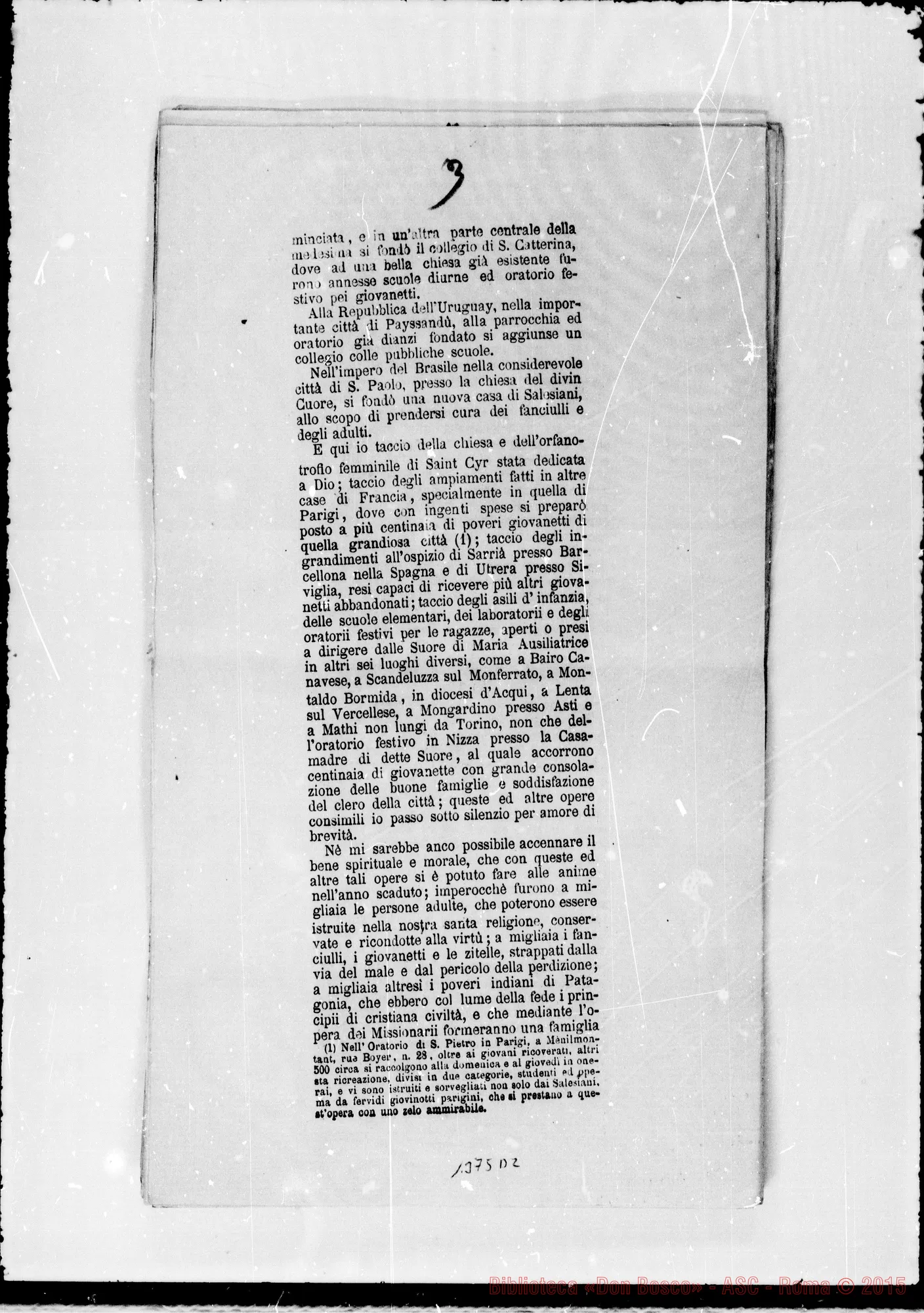 Fotogramma D 2 — 1886: Ai Cooperatori: «Non posso esprimere…» Stampato