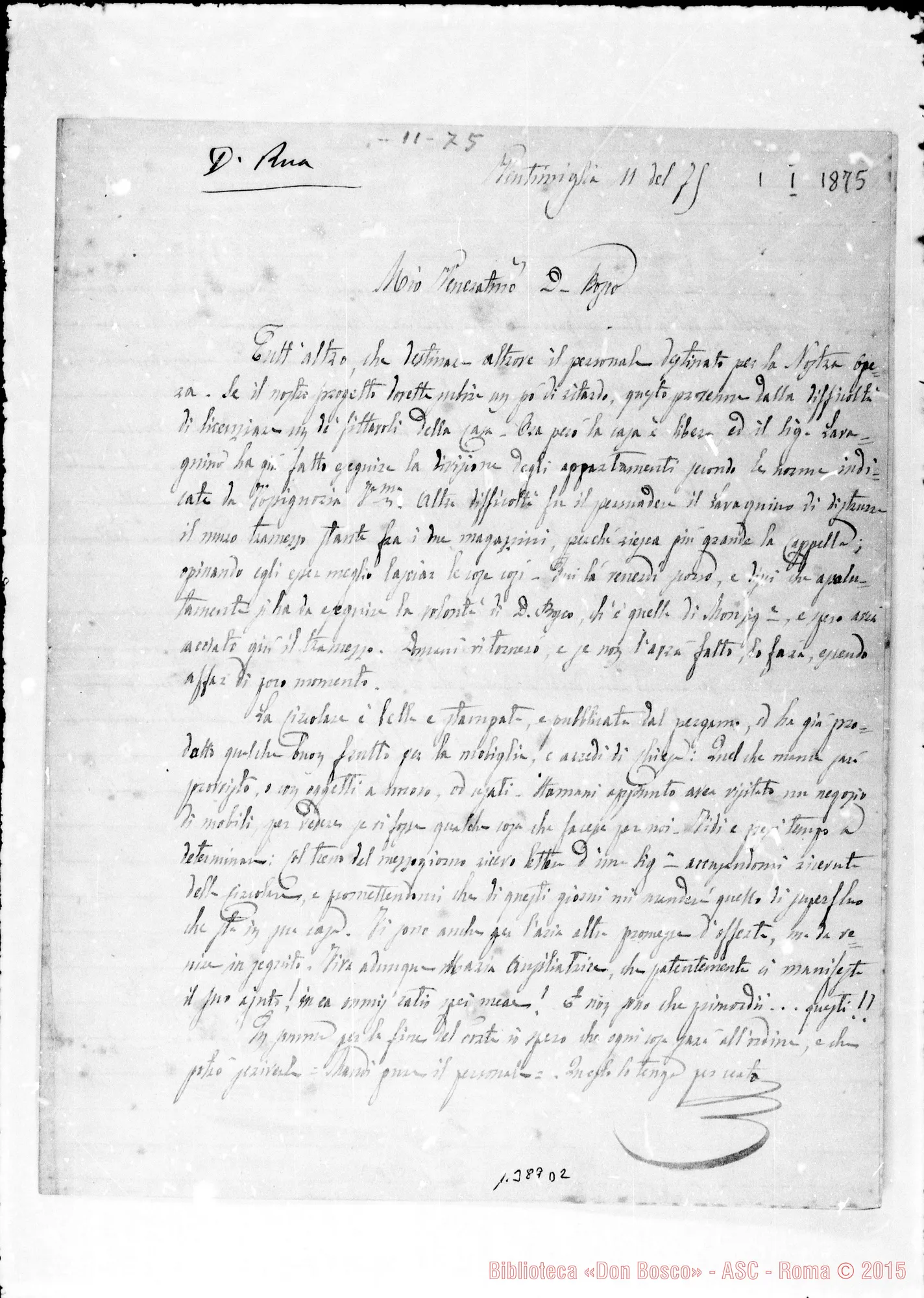 Fotogramma D 2 — Biale Lorenzo. Allegata lettera di E. Viale A D. Bosco