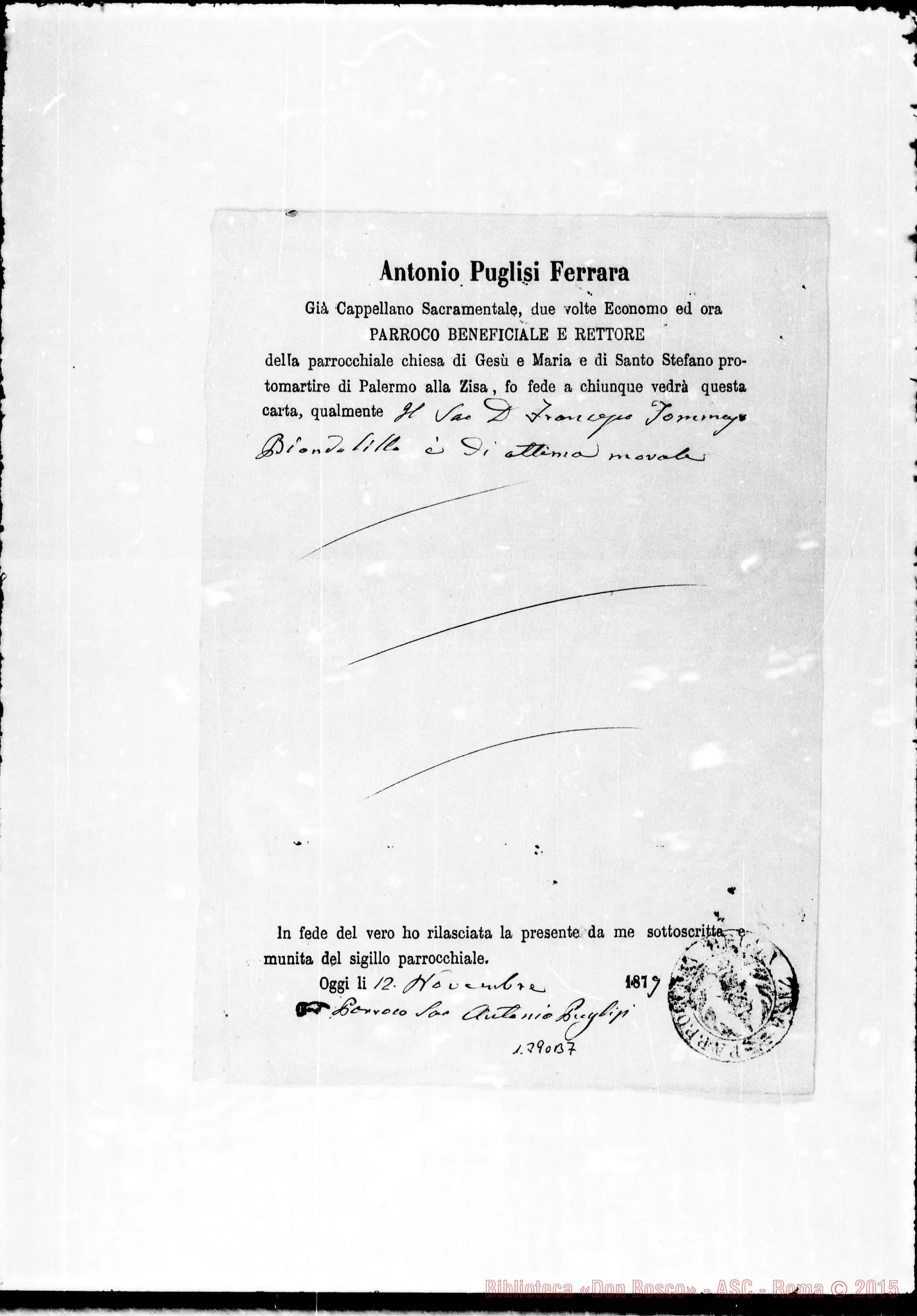 Fotogramma B 7 — Biondolillo Tommaso: Pratiche per l’accettazione nella società