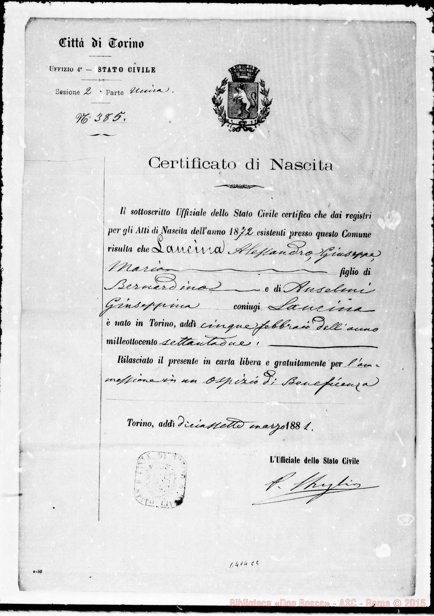 Fotogramma C 2 — Lancina: Pratica sulla famiglia Lancina
