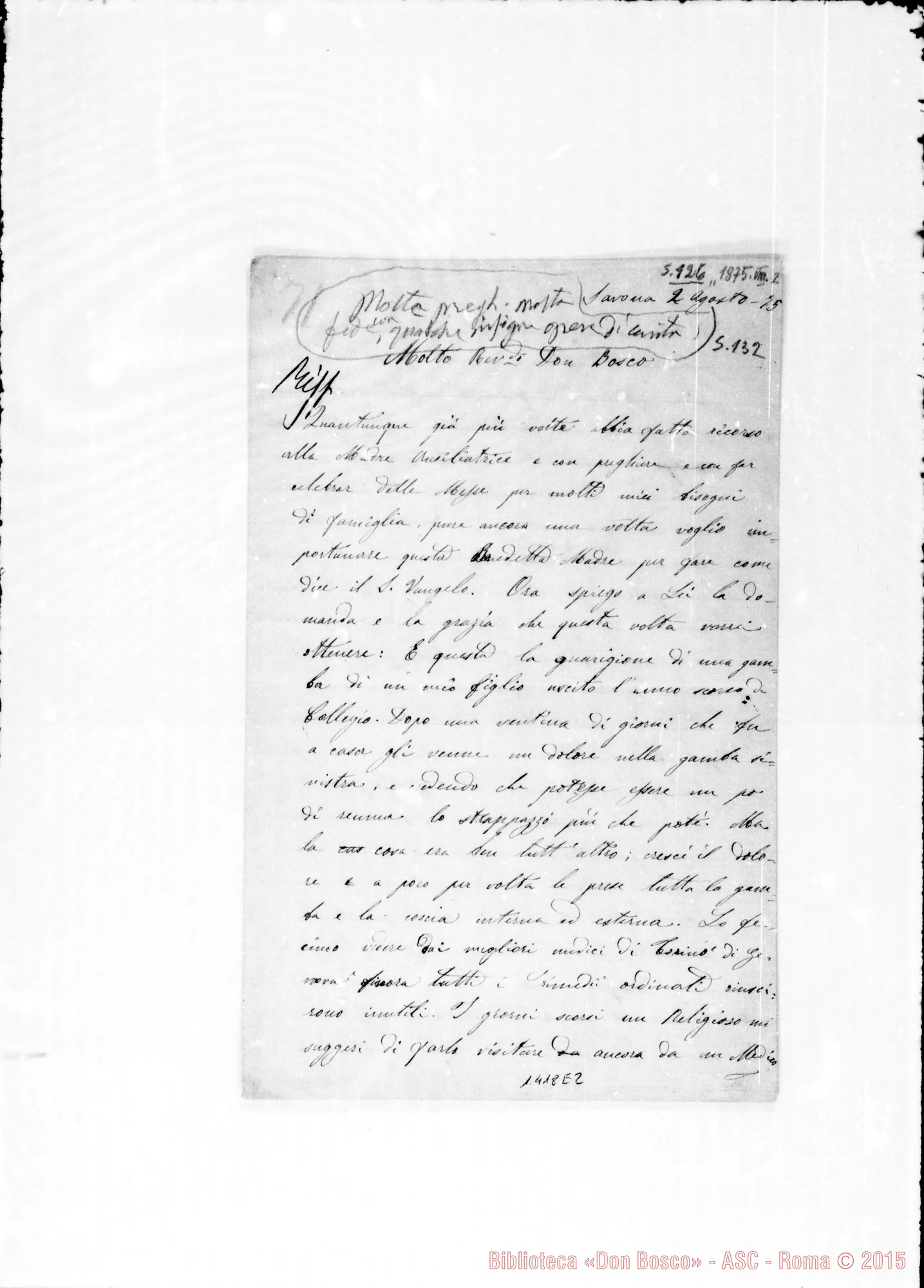 Fotogramma E 2 — Martinengo Teresa. Acclusa altra di D. Gazzolo A D. Bosco