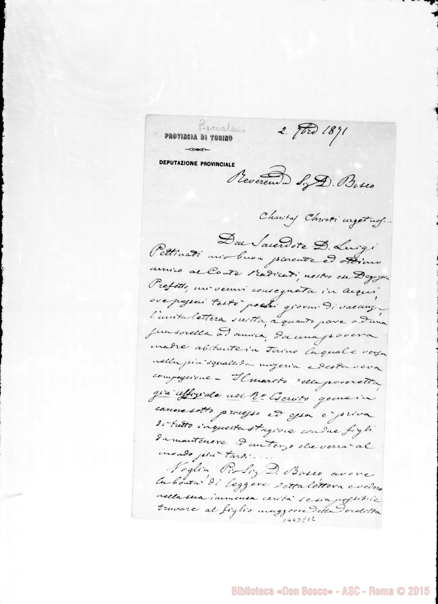 Fotogramma E 12 — Autorità: Deputazione Provinciale: Baccalario