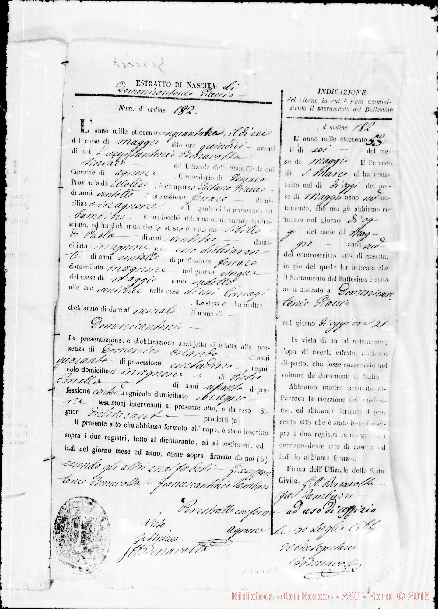 Fotogramma D 7 — » Prefetti: Chieti. Pratica Giaccio Domenico Antonio
