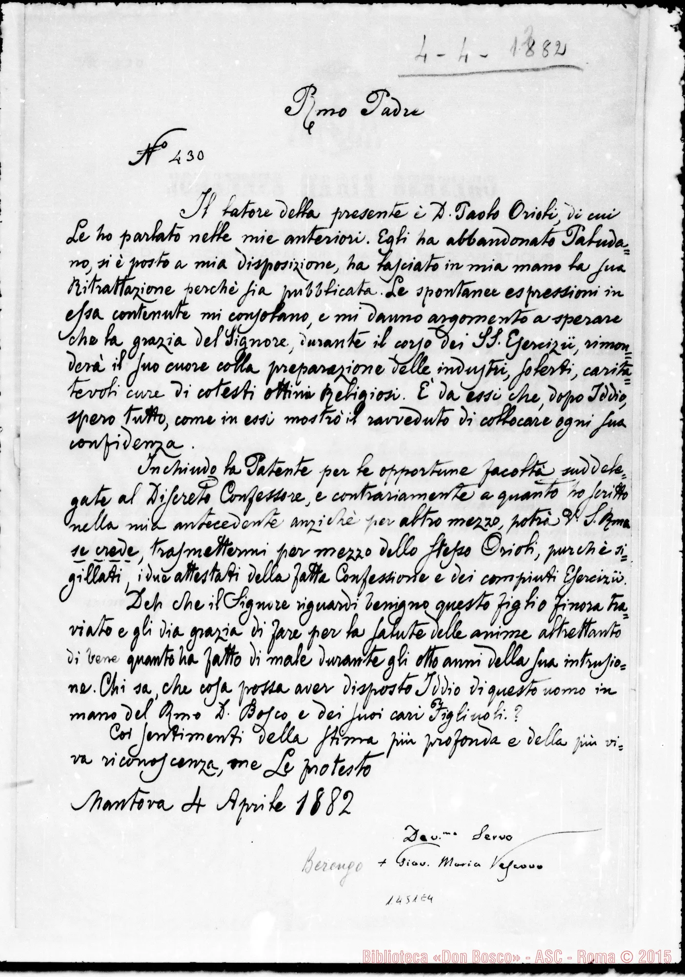 Fotogramma E 4 — Berengo Giovanni. Acclusa altra
