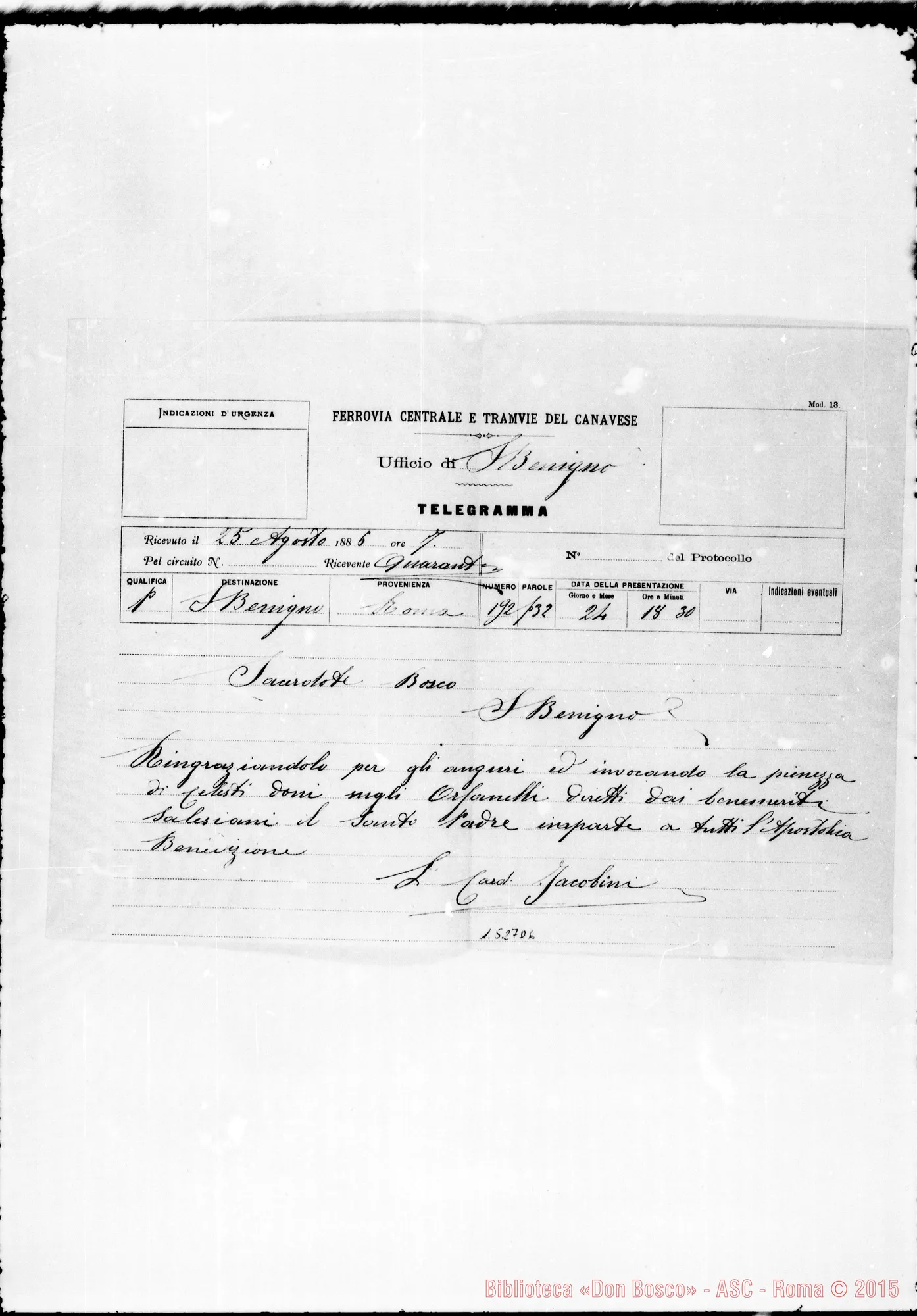 Fotogramma D 6 — Jacobini Angelo, Mons.