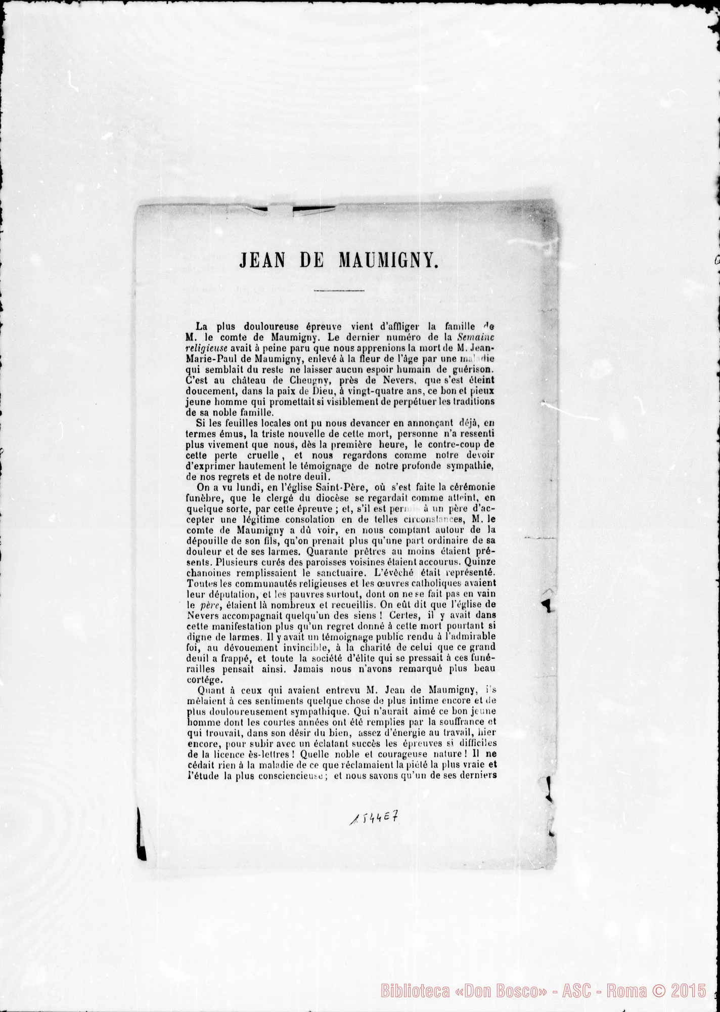 Fotogramma E 7 — Maumigny. Accluso stampato