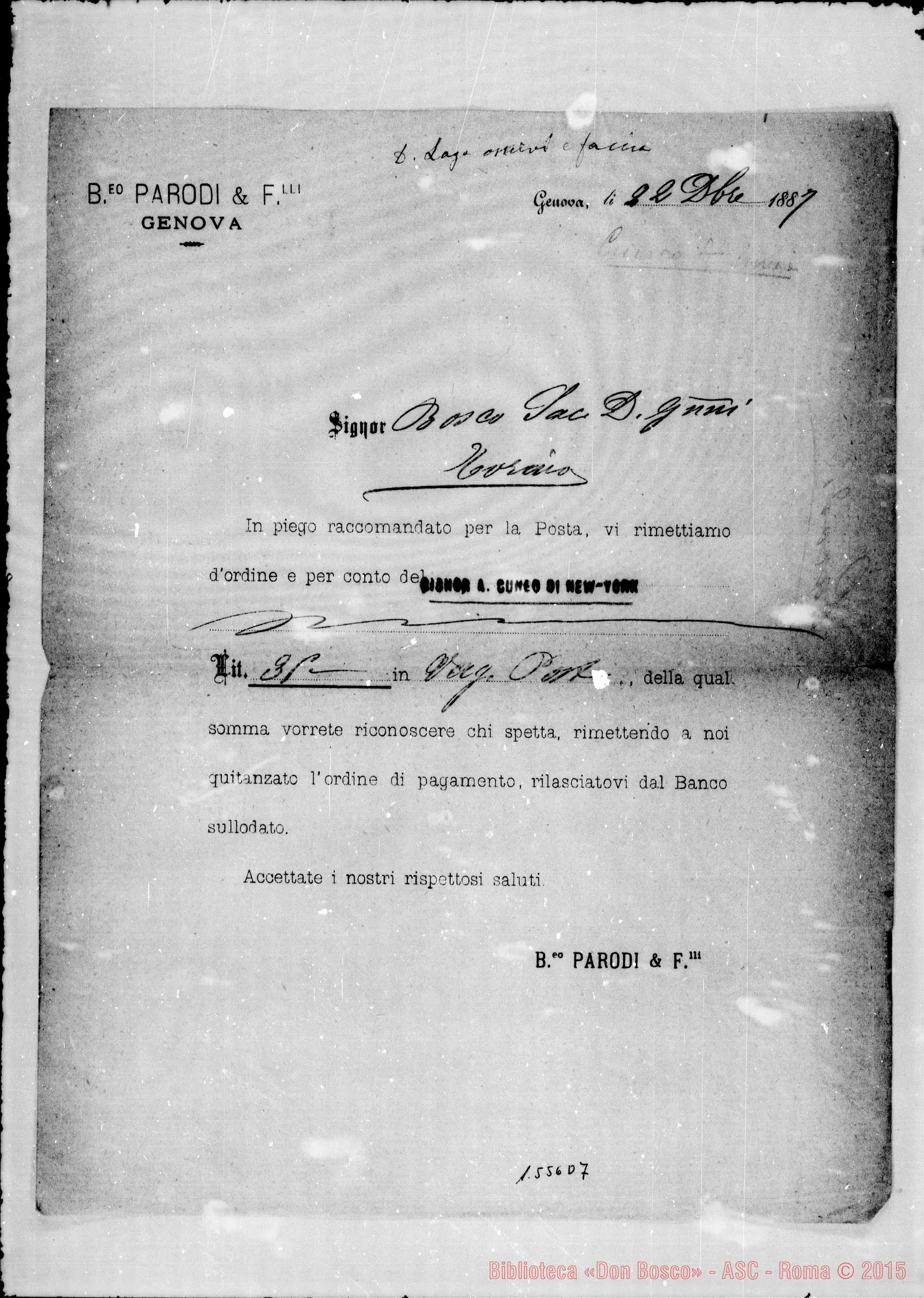 Fotogramma D 7 — Parodi B.eo E F.lli