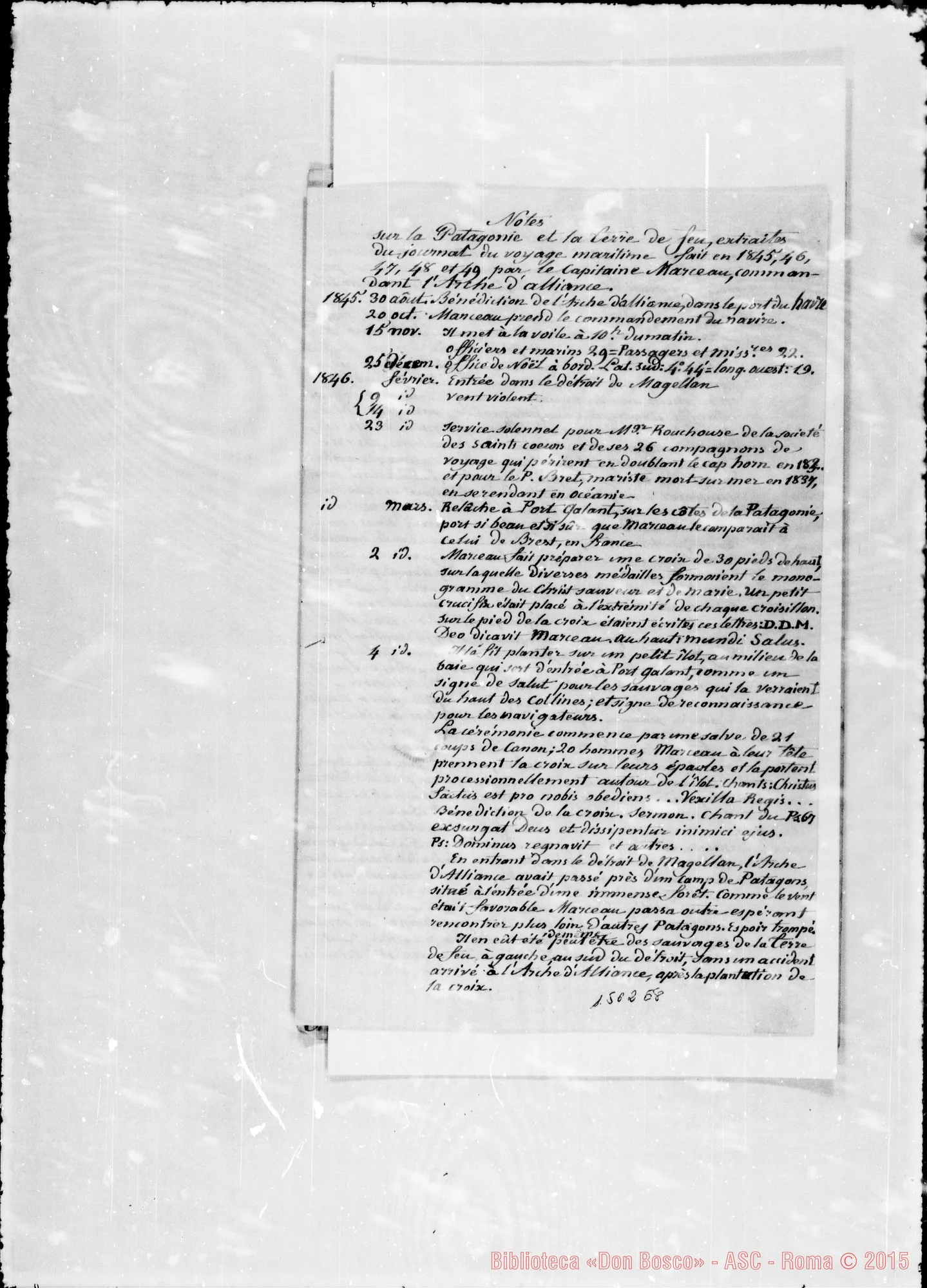 Fotogramma E 8 — Poyet. Allegato «Notes sur la Patagonie…»