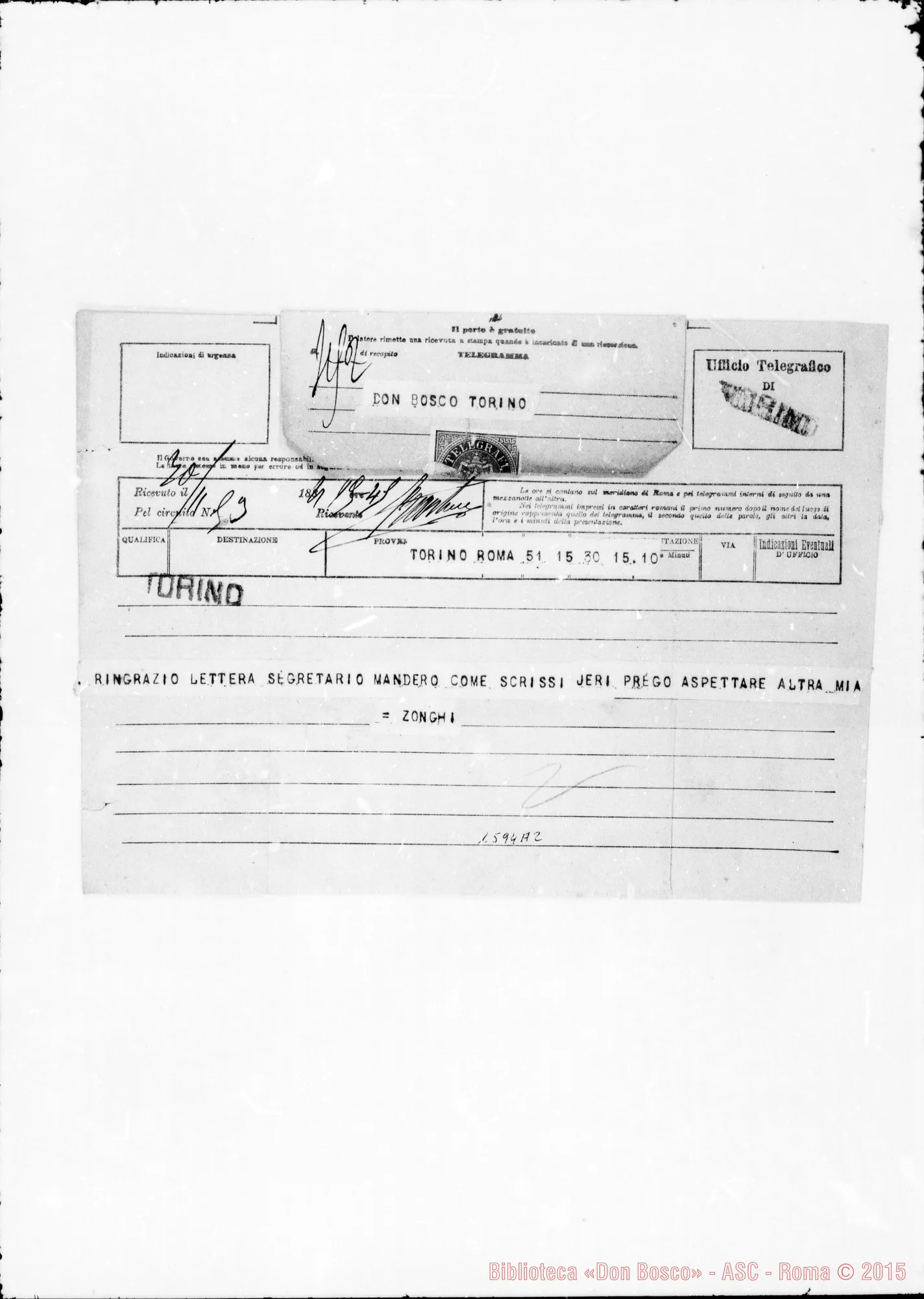 Fotogramma A 2 — Zonghi. Telegramma