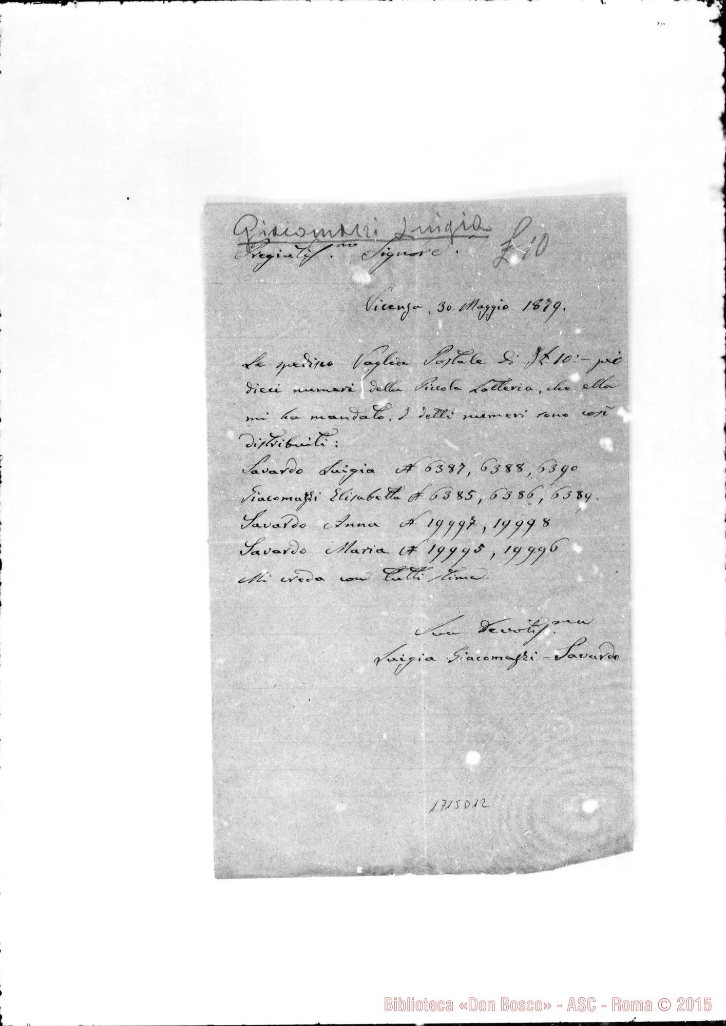 Fotogramma D 12 — Giacomazzi Luigia