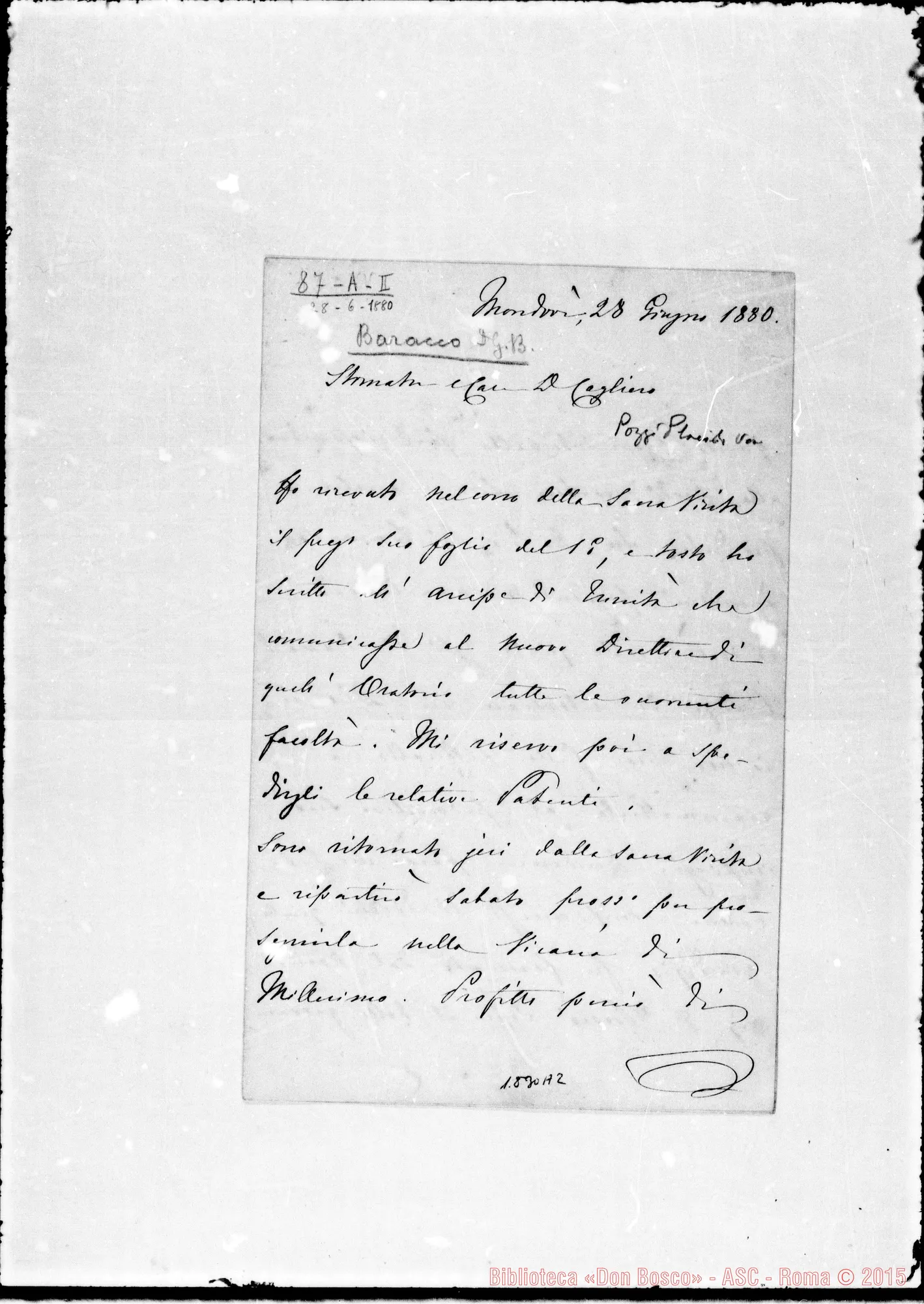 Fotogramma A 2 — Baracco Giov. Batt., sac.: Mons. Placido Pozzi-Cagliero
