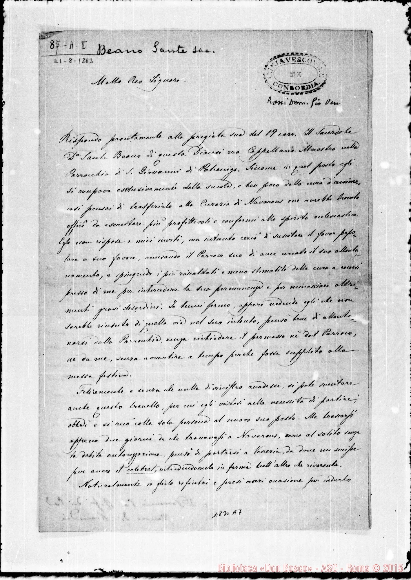 Fotogramma A 7 — Beano Sante, sac.: Mons. Domenico Pio Rossi-Rua