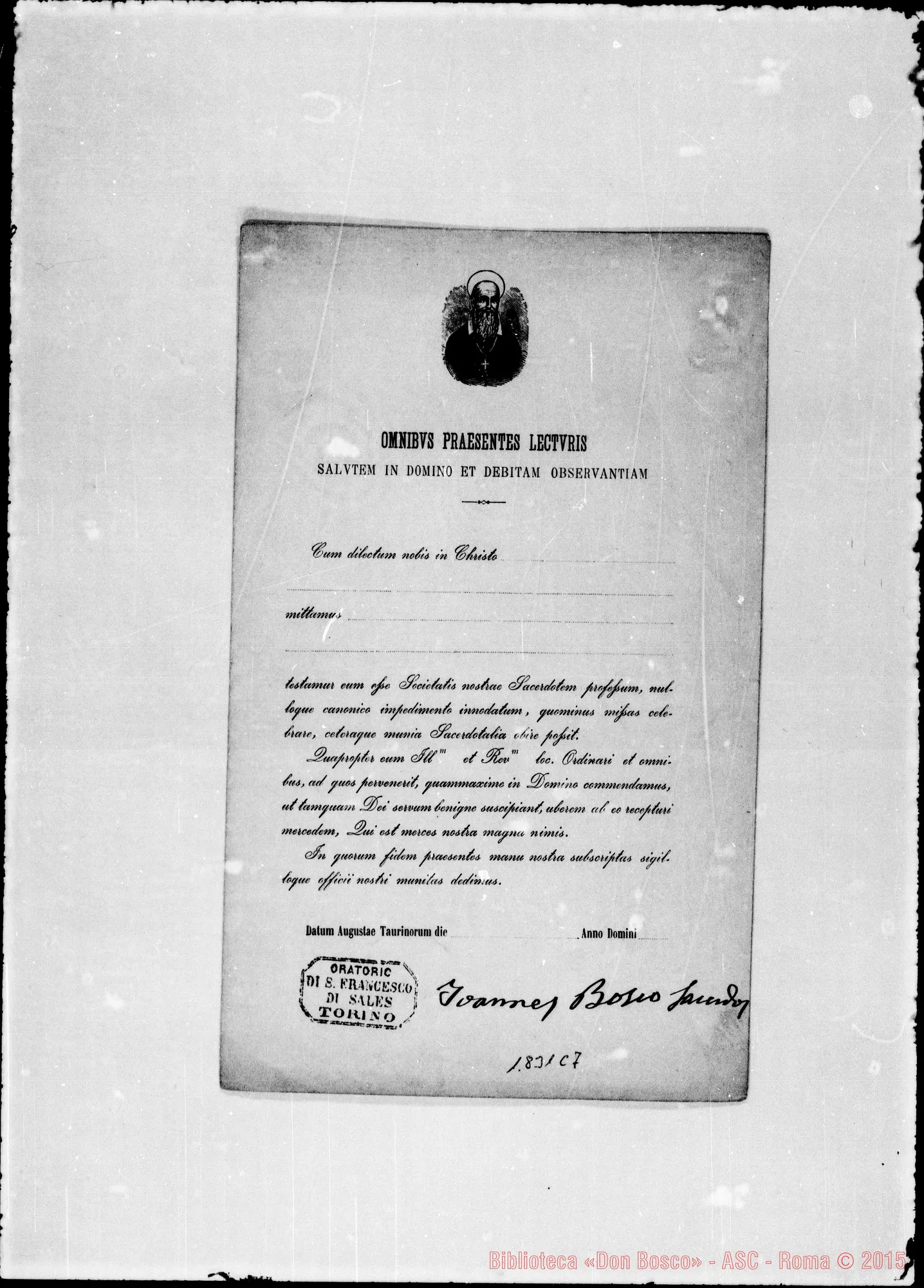Fotogramma C 7 — «Caelebret», stampato con firma autografa Bosco