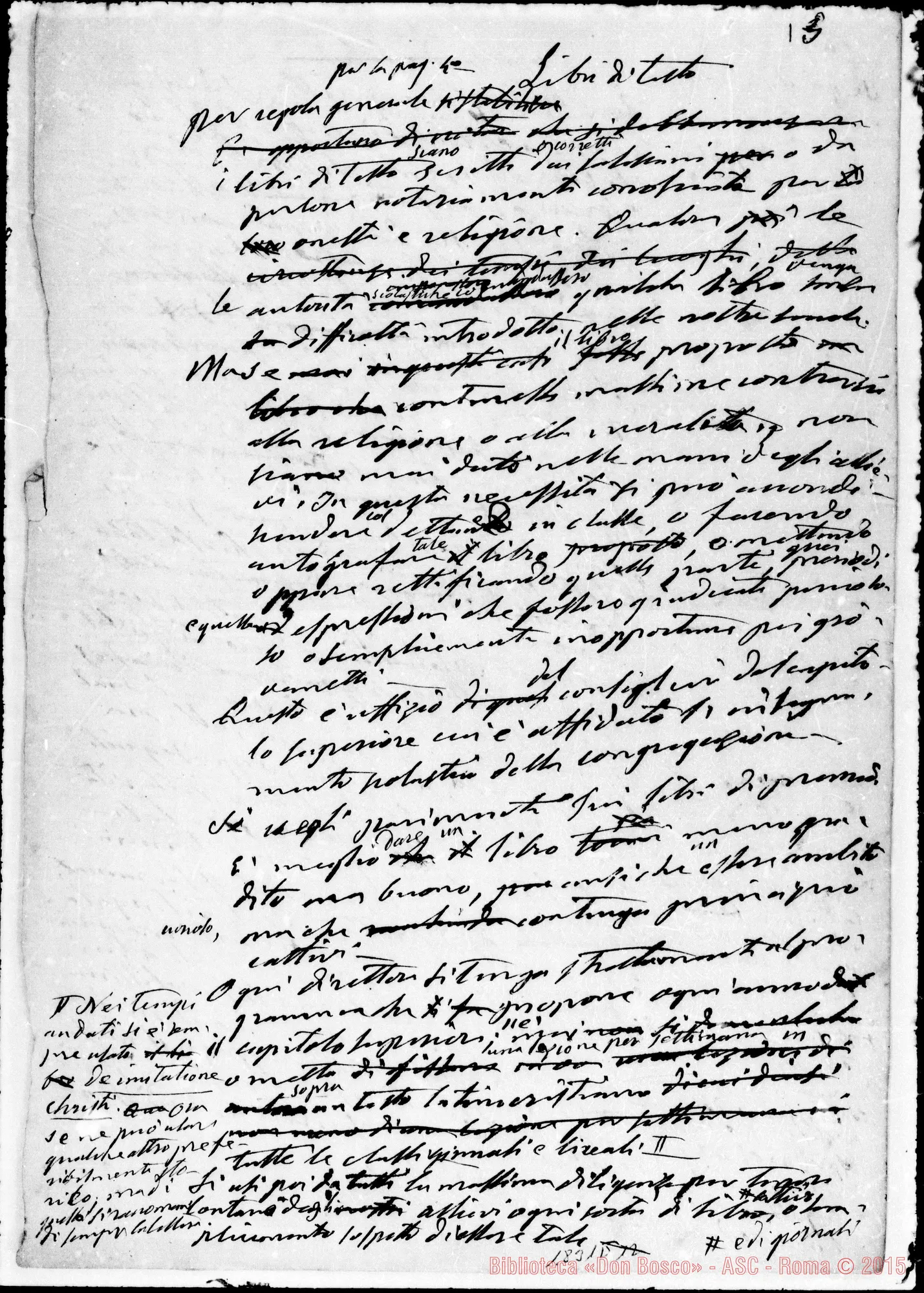 Fotogramma D 12 — Convocatoria-Schema. Ms. autogr. Bosco (ASC 133) «Capitolo Generale»