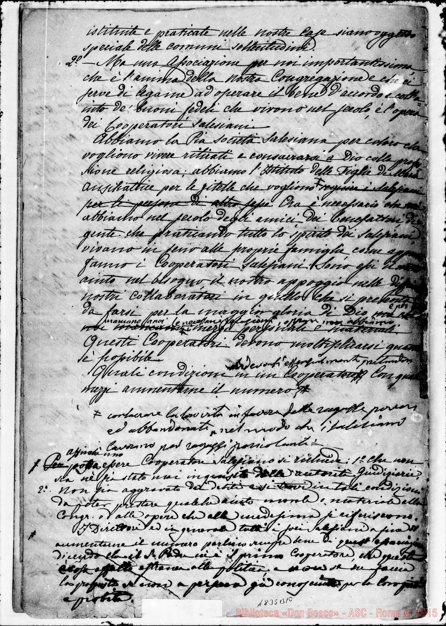 Fotogramma B 10 — Aggiunte alle proposte per il I Capitolo. Ms. con correz. Bosco