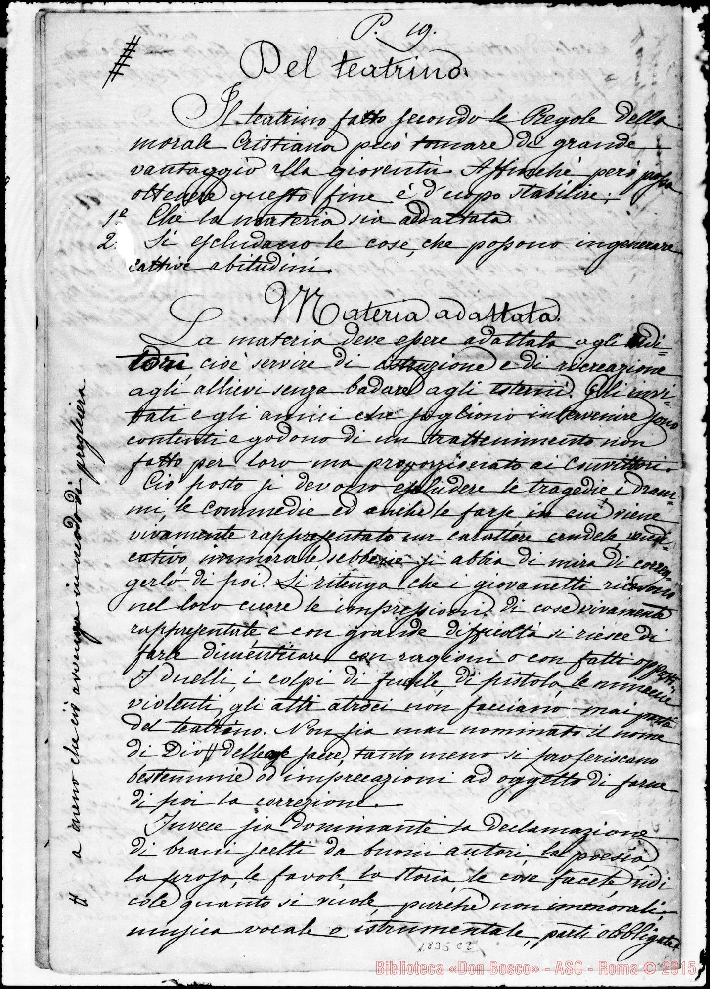 Fotogramma C 2 — Aggiunte alle proposte per il I Capitolo. Ms. con correz. Bosco