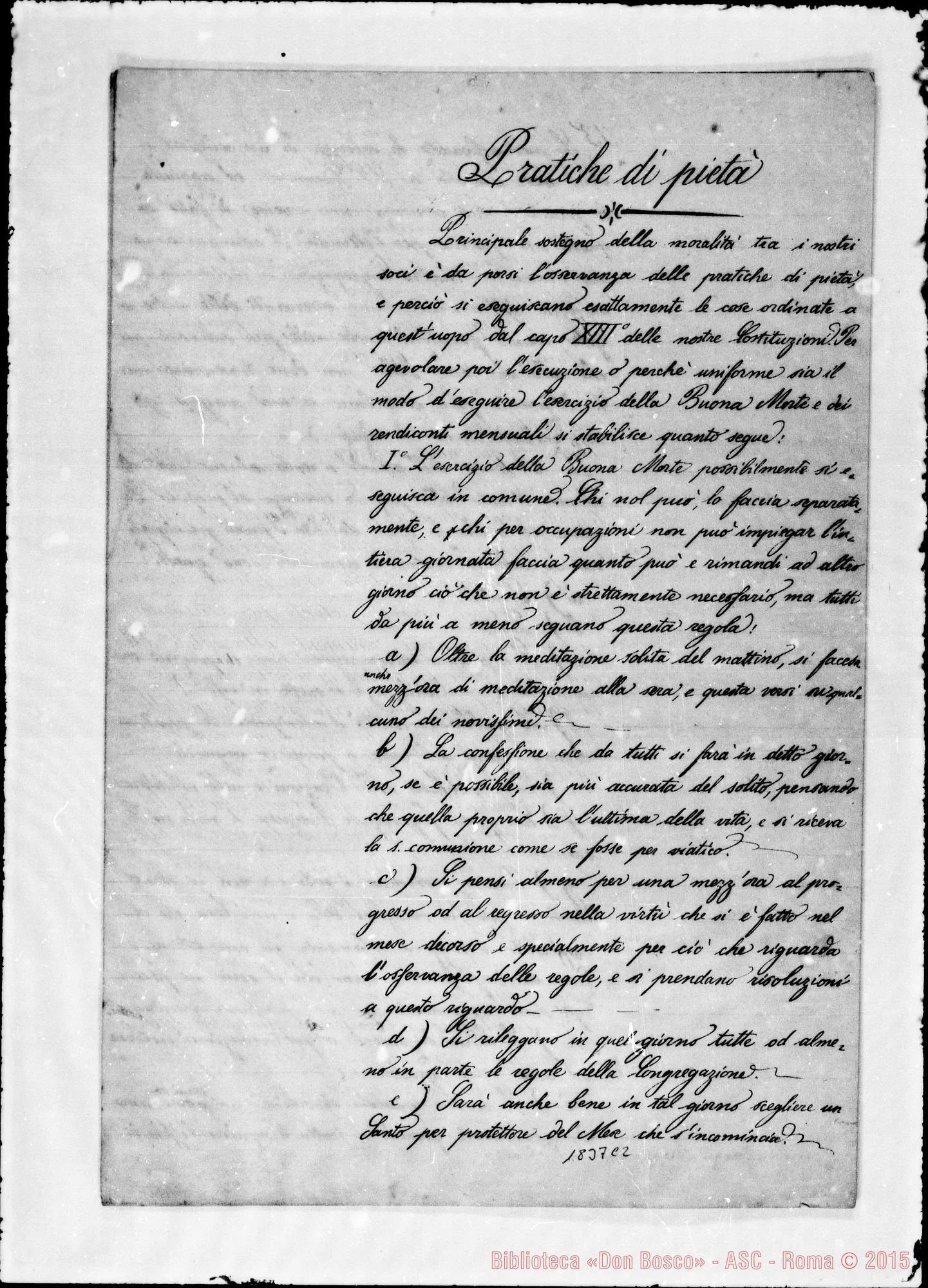 Fotogramma C 2 — Deliberazioni: Storia, atti E canoni del Cap. Gen. Manoscritti