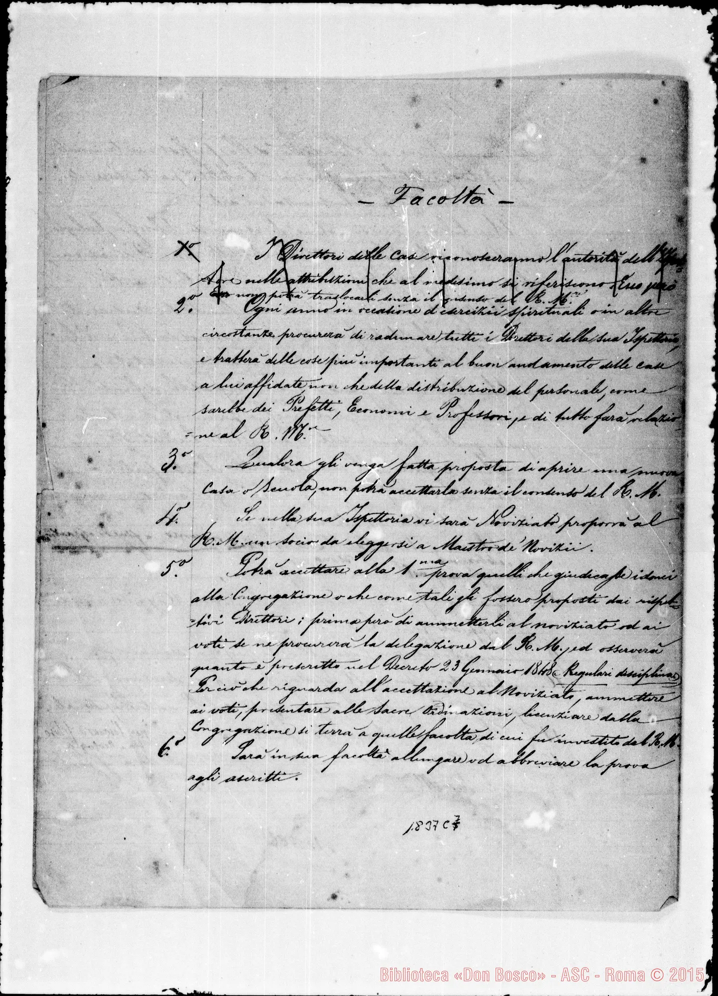 Fotogramma C 7 — Deliberazioni: Storia, atti E canoni del Cap. Gen. Manoscritti