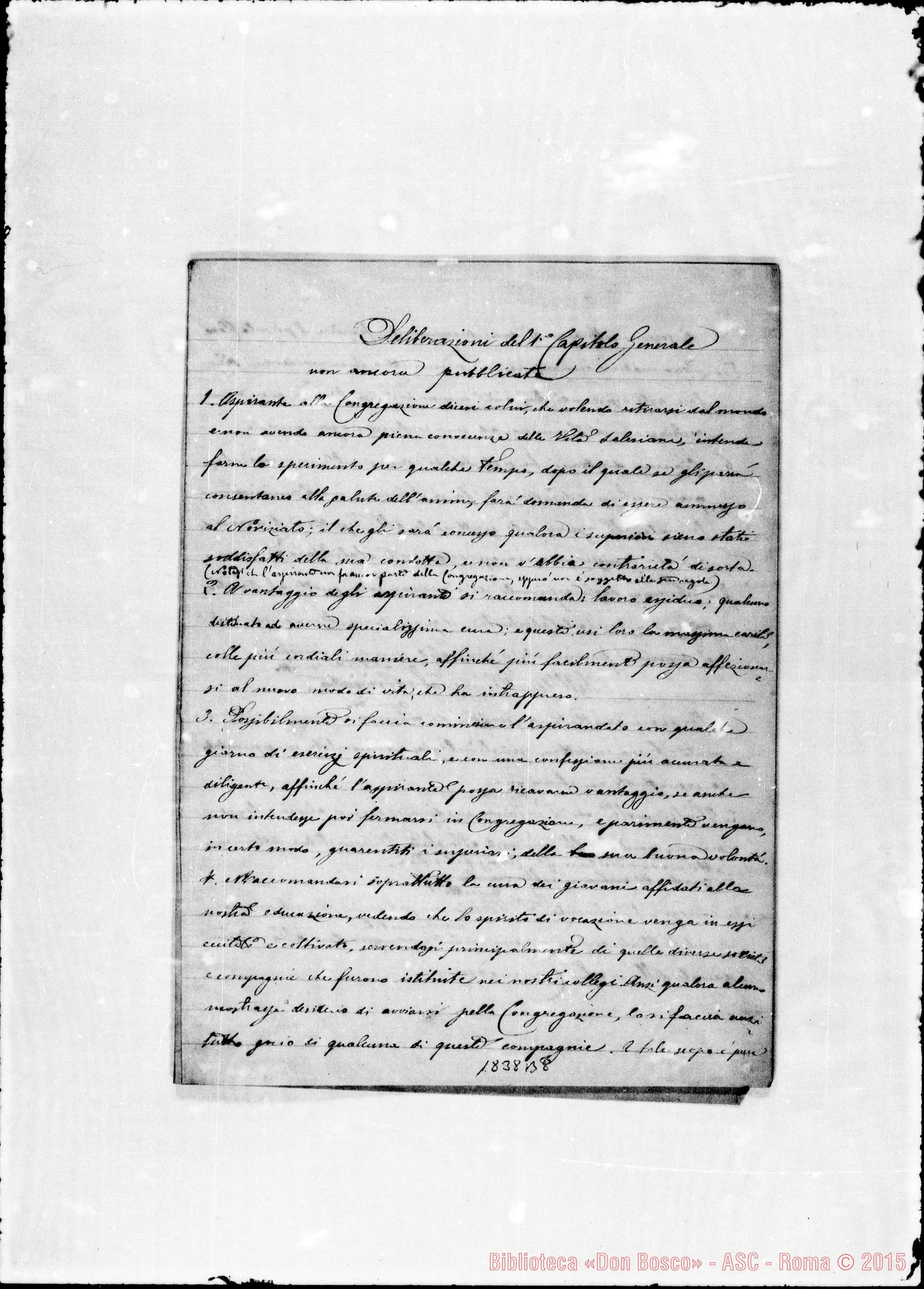 Fotogramma B 8 — Deliberazioni del I Capitolo. Quaderno Ms.
