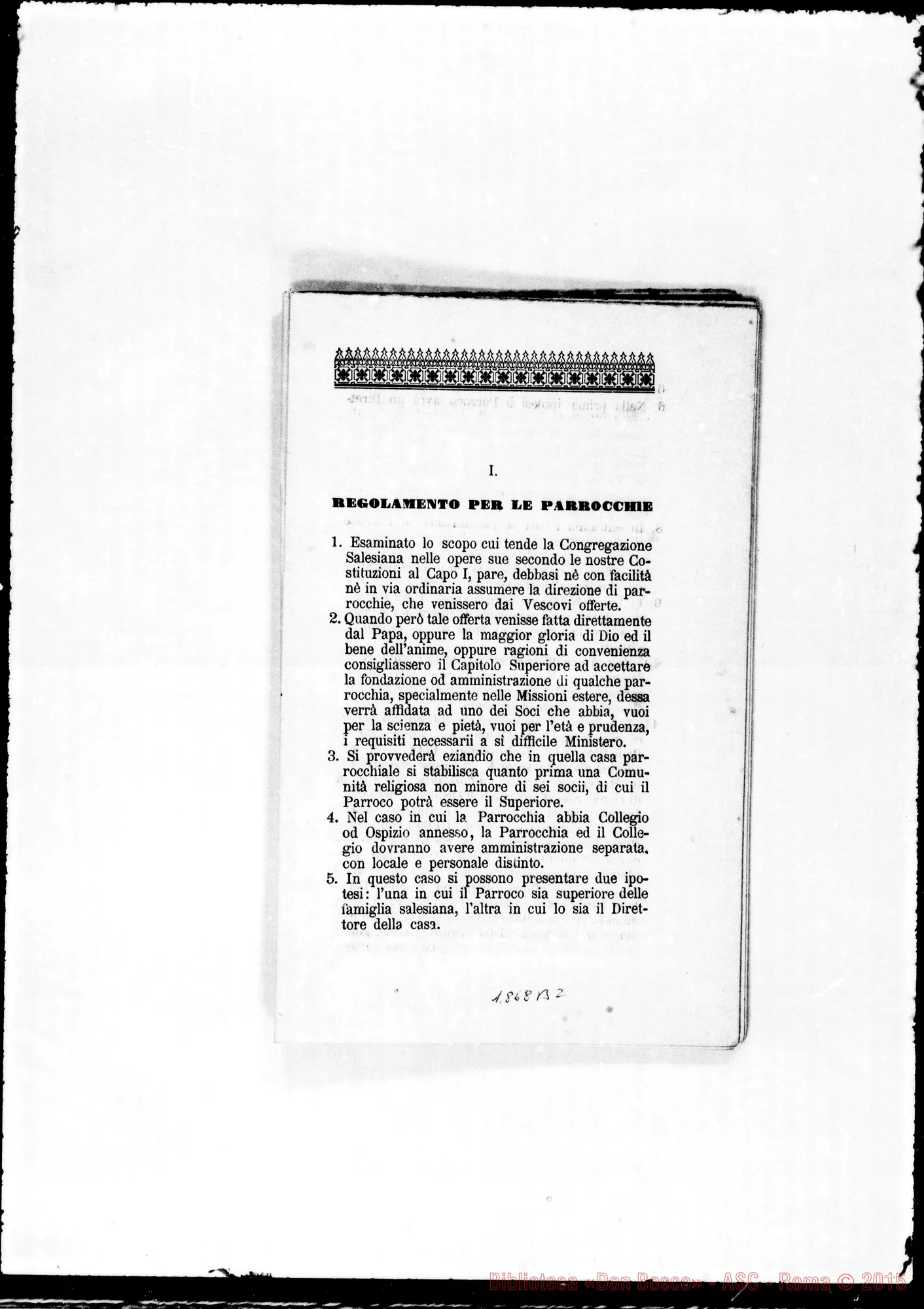 Fotogramma B 2 — Deliberazioni del Terzo E Quarto Capitolo Generale. Stampato