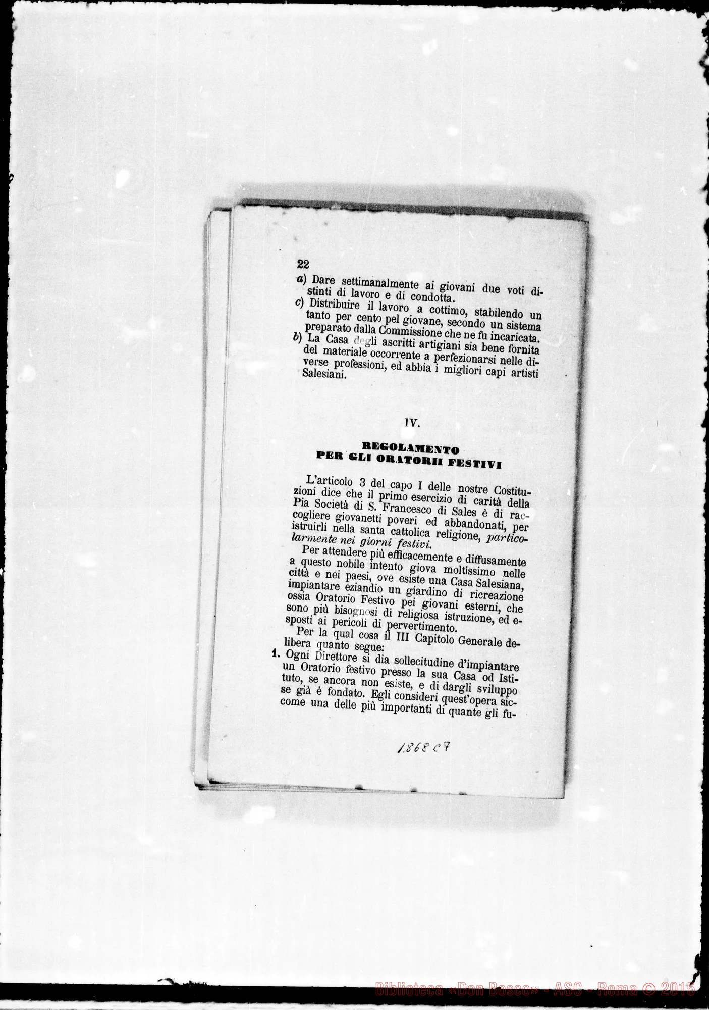 Fotogramma C 7 — Deliberazioni del Terzo E Quarto Capitolo Generale. Stampato