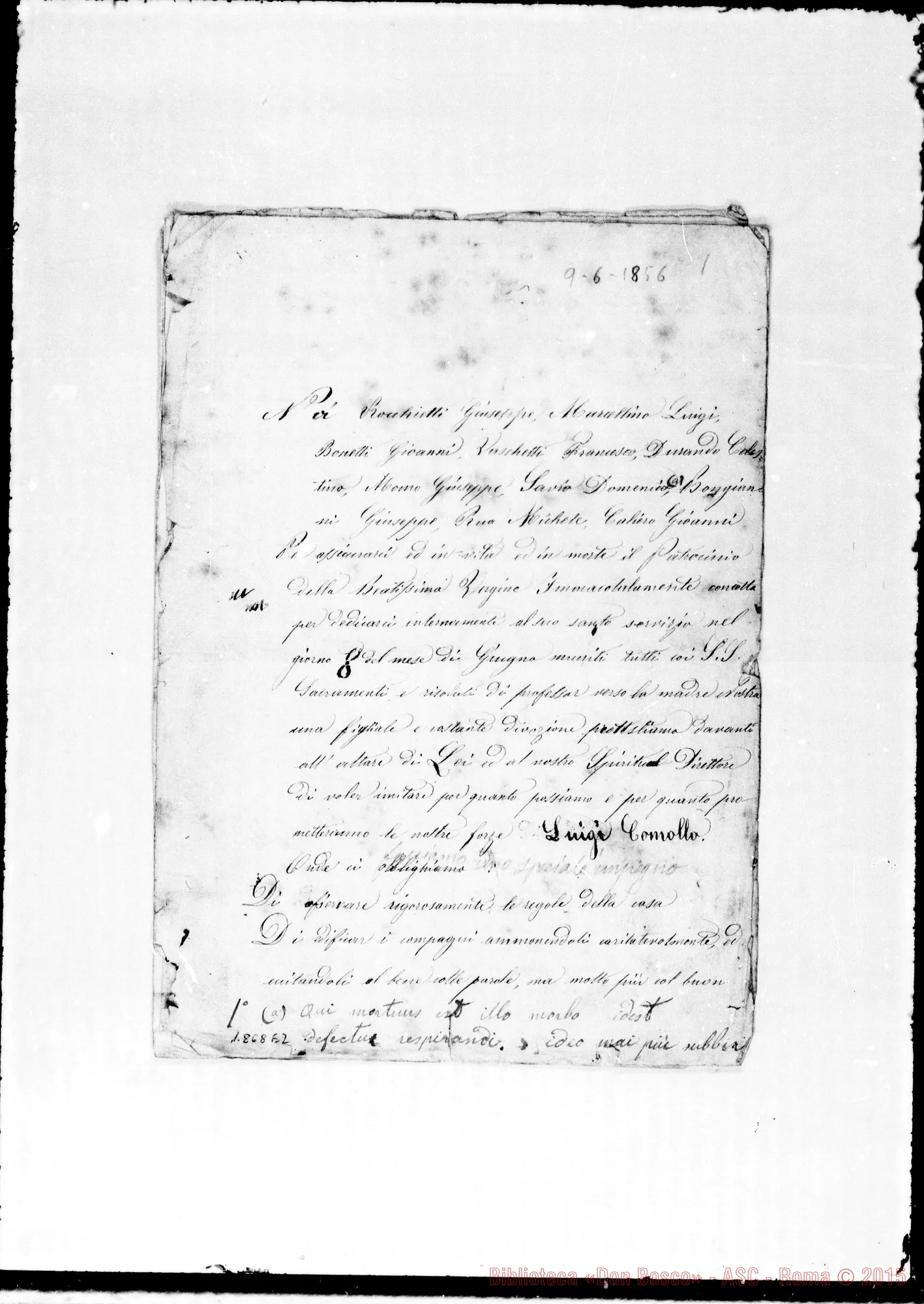 Fotogramma E 2 — Regolamento della Compagnia. Copia