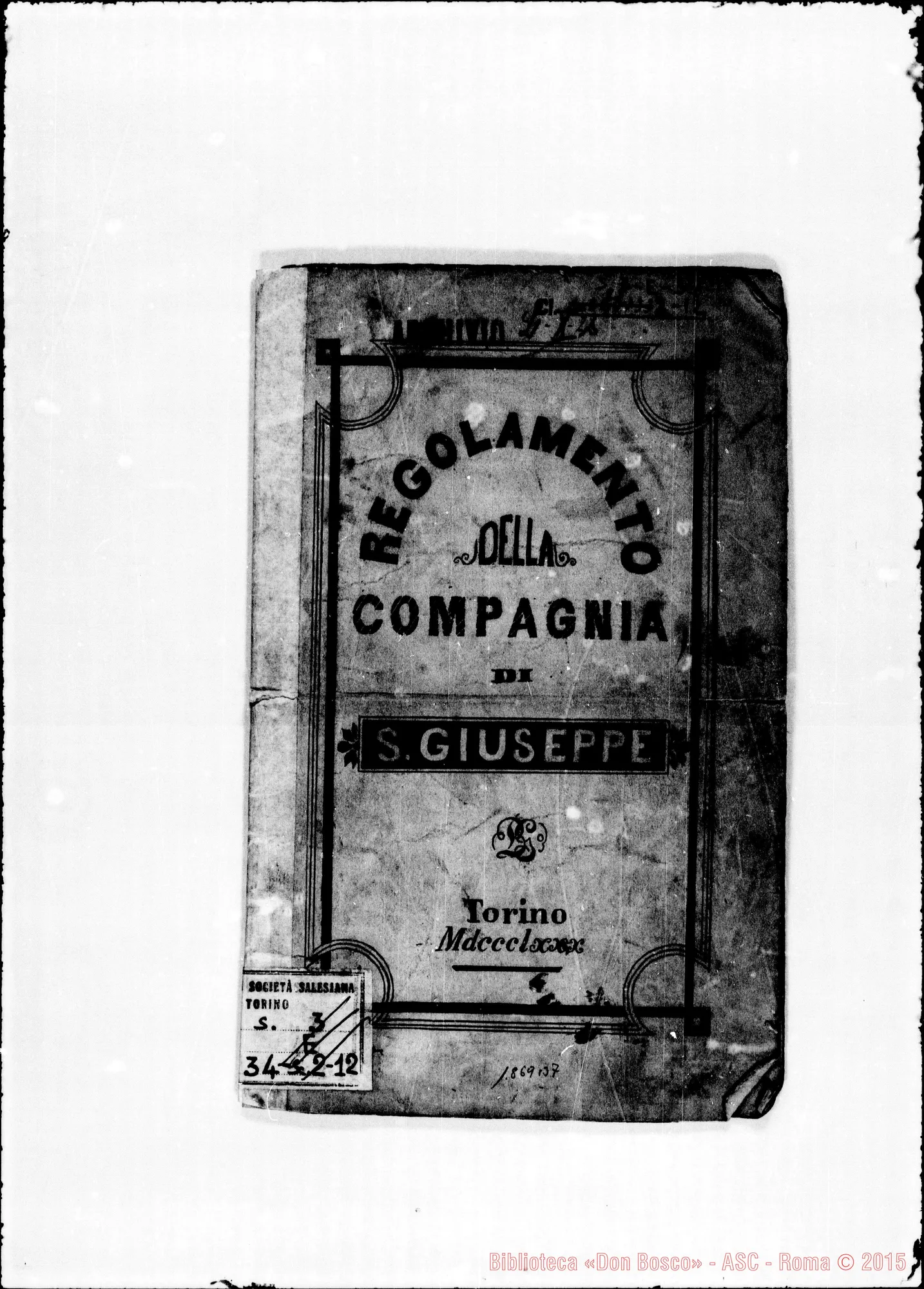 Fotogramma B 7 — Regolamento della Compagnia di S. Giuseppe. Copia del 1880