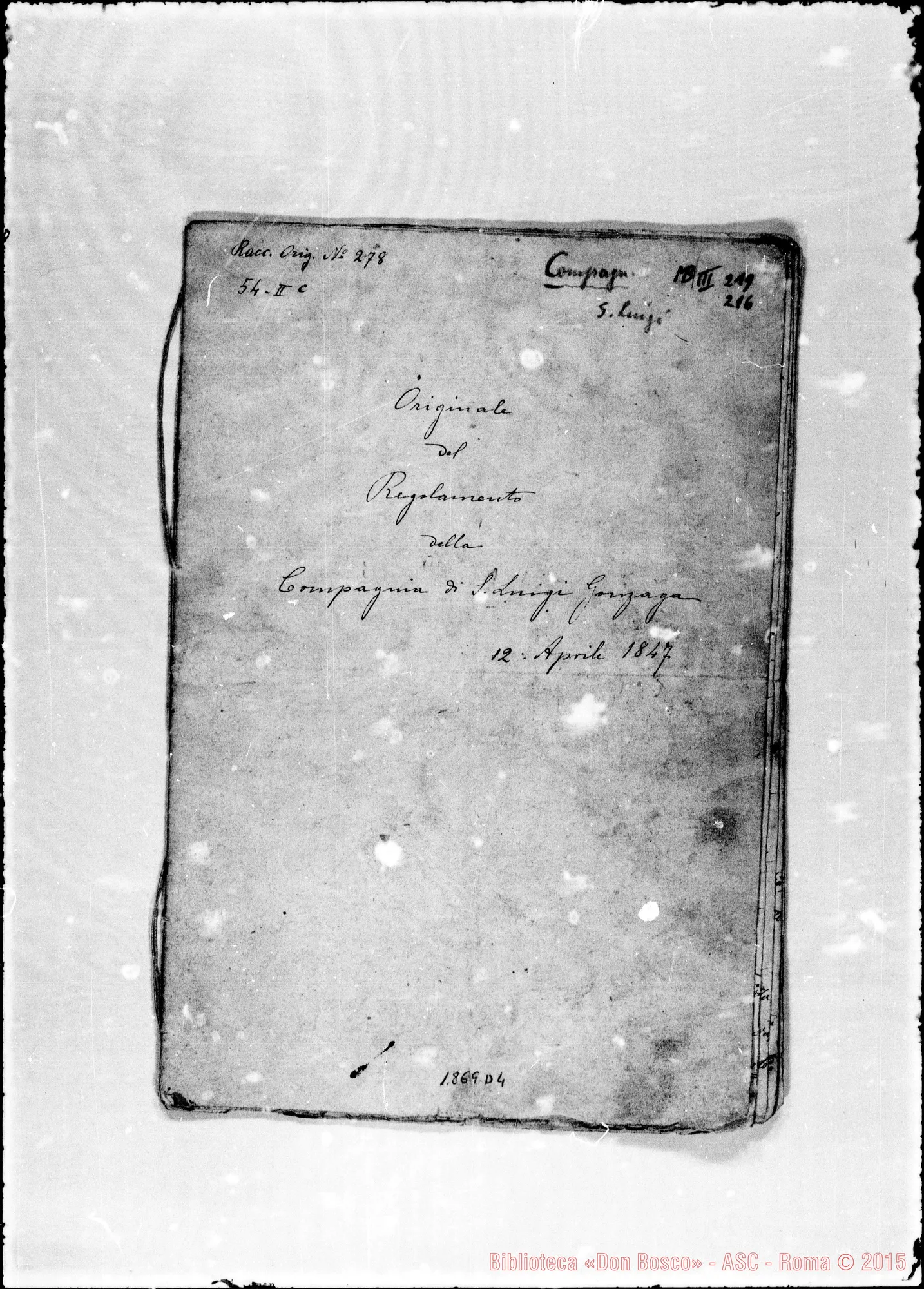 Fotogramma D 4 — Regolamento originale (12-4-1847). Correz. autogr. Bosco