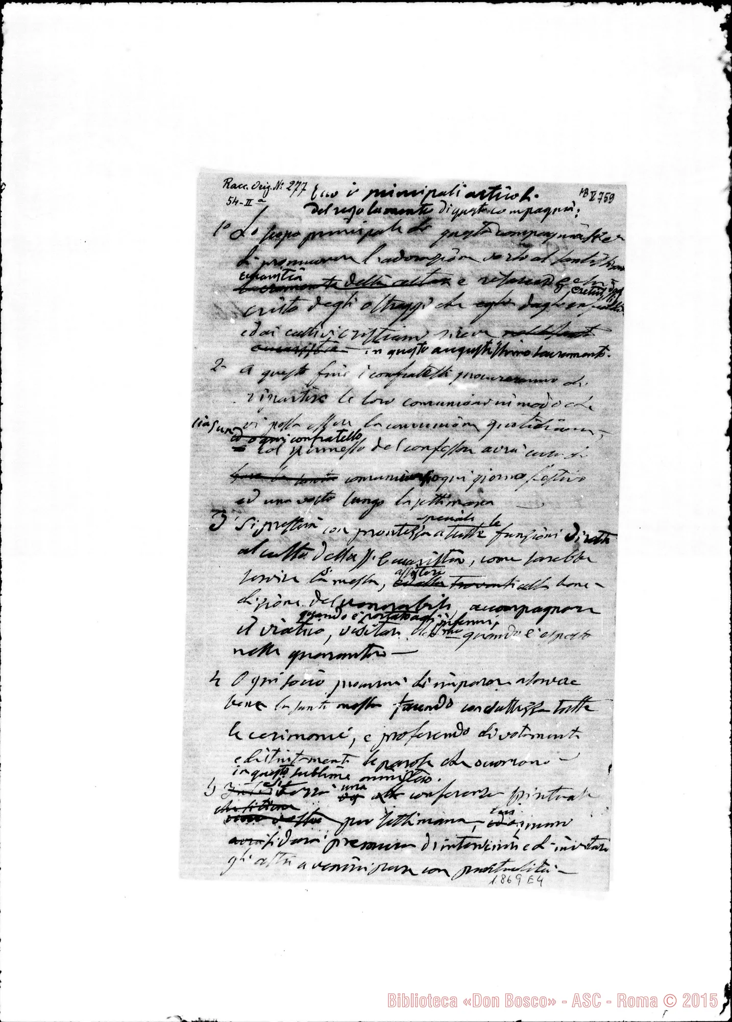 Fotogramma E 4 — Regolamento (1857), ms. autogr. Bosco
