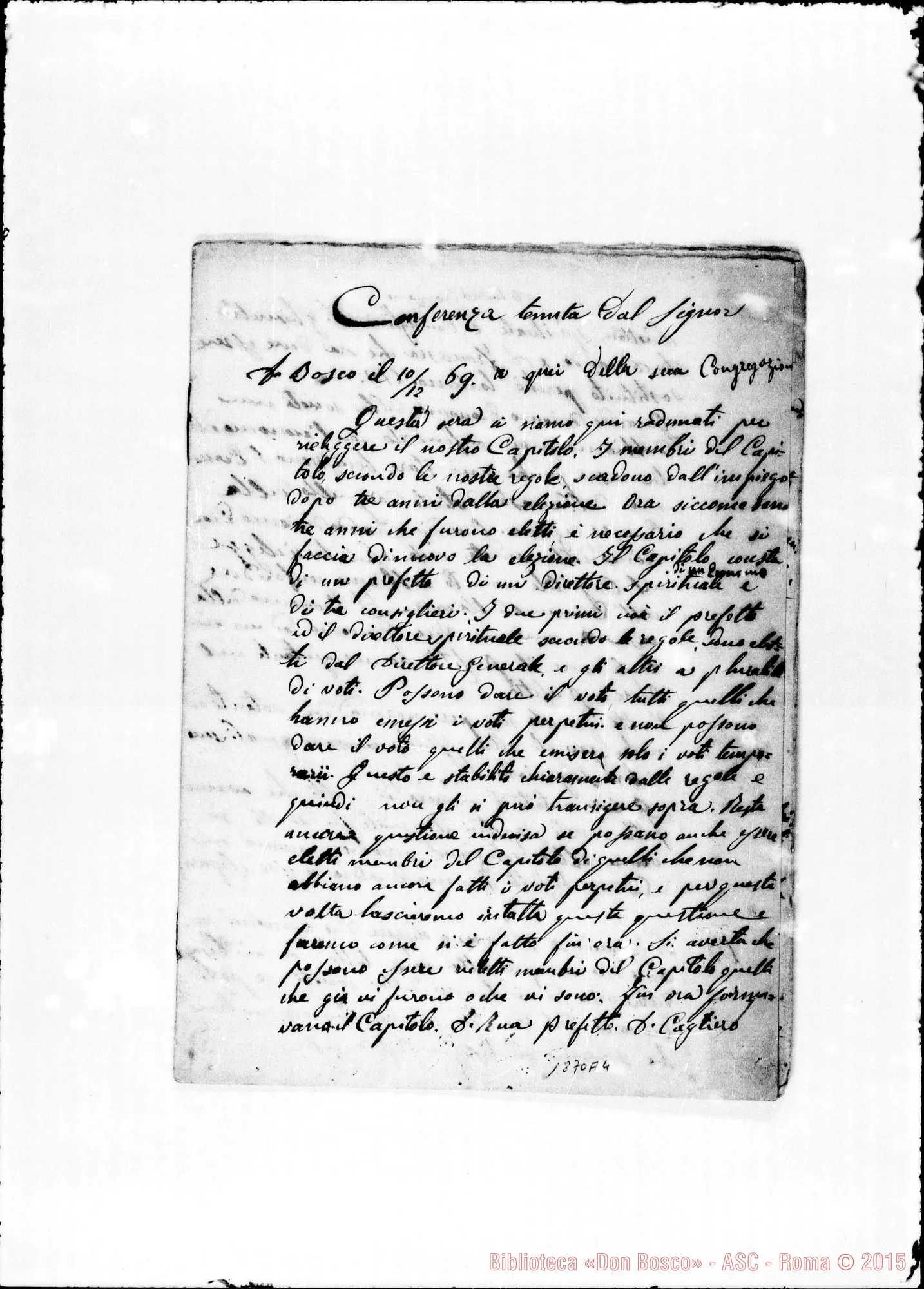 Fotogramma A 4 — Conferenza per l’elezione dei Membri del Cap. (10-12-1869)
