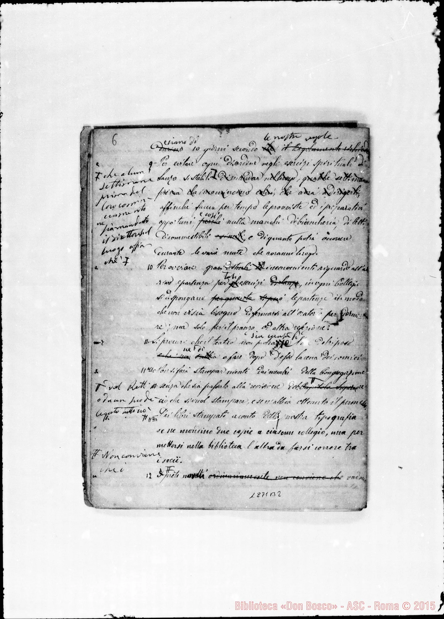 Fotogramma B 2 — 1874: Deliberazioni delle conferenze Generali. Ms. con correz. e aggiunte Bosco