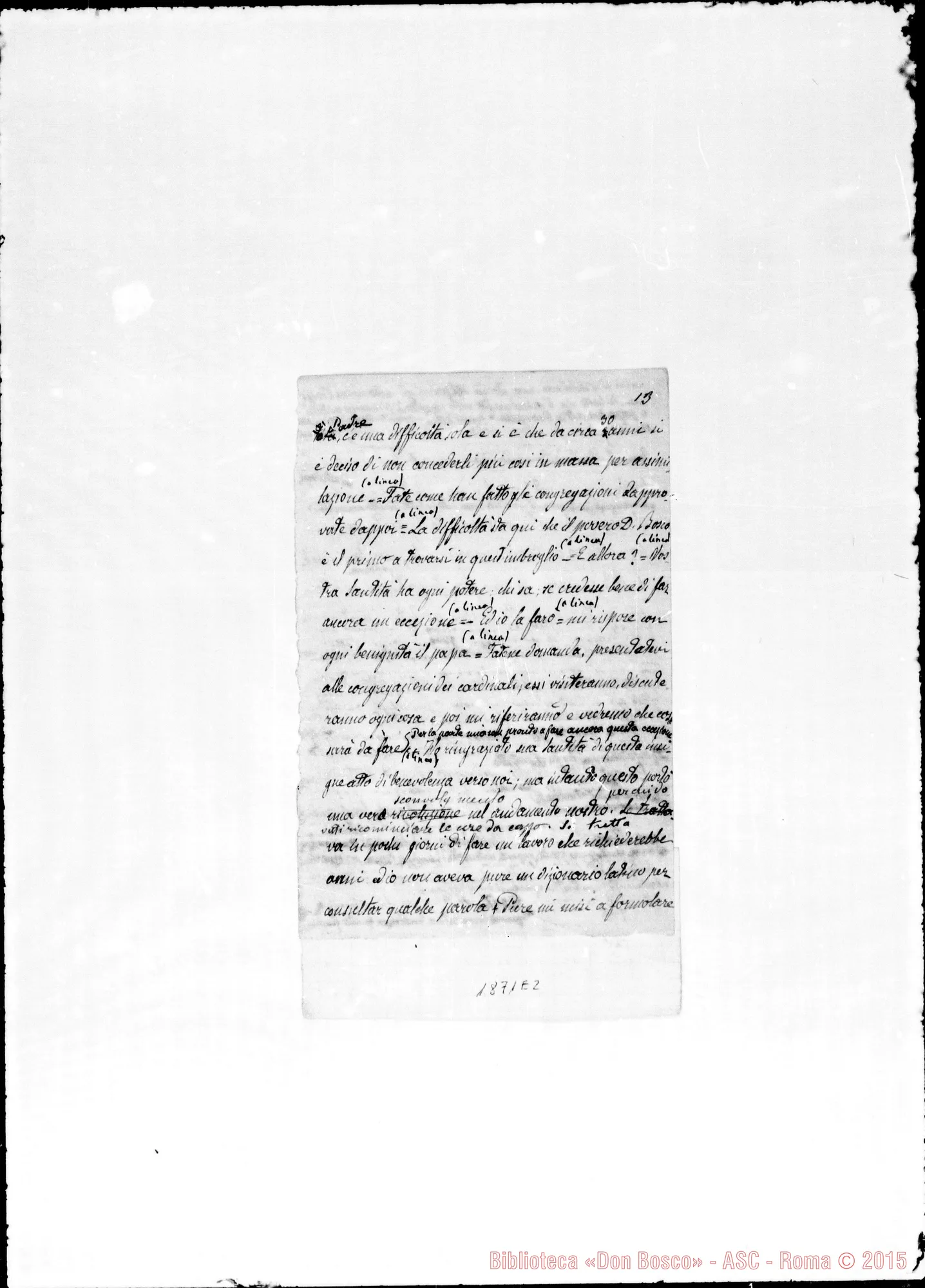 Fotogramma E 2 — 1875: Cinque conferenze private nei giorni 14-15-16 aprile. Ms. Barberis