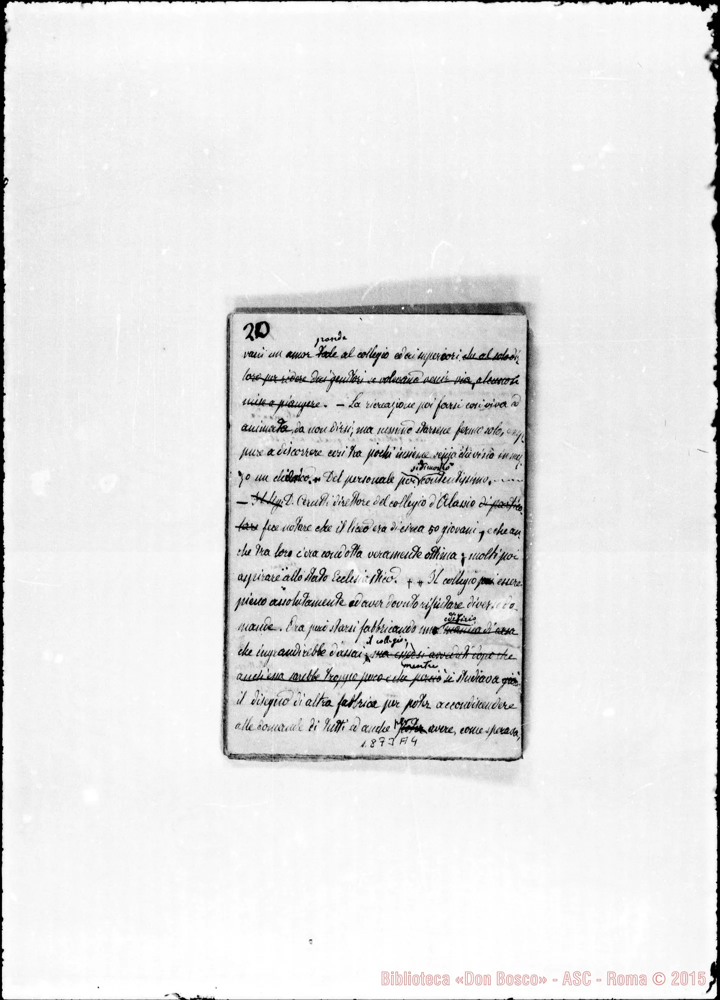 Fotogramma A 4 — Verbali delle conferenze date da D. Bosco dal 26 al 28 gennaio 1875