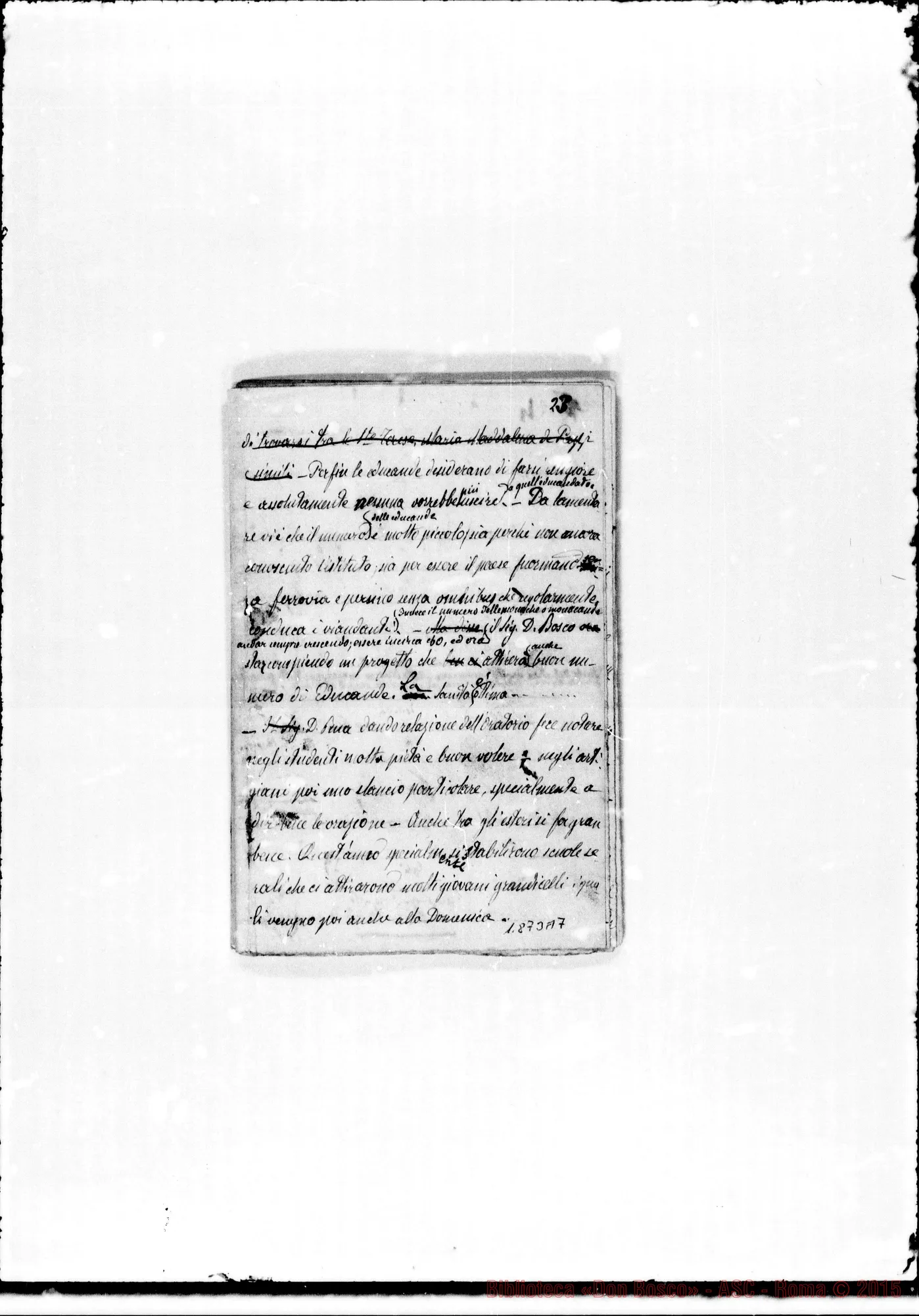 Fotogramma A 7 — Verbali delle conferenze date da D. Bosco dal 26 al 28 gennaio 1875