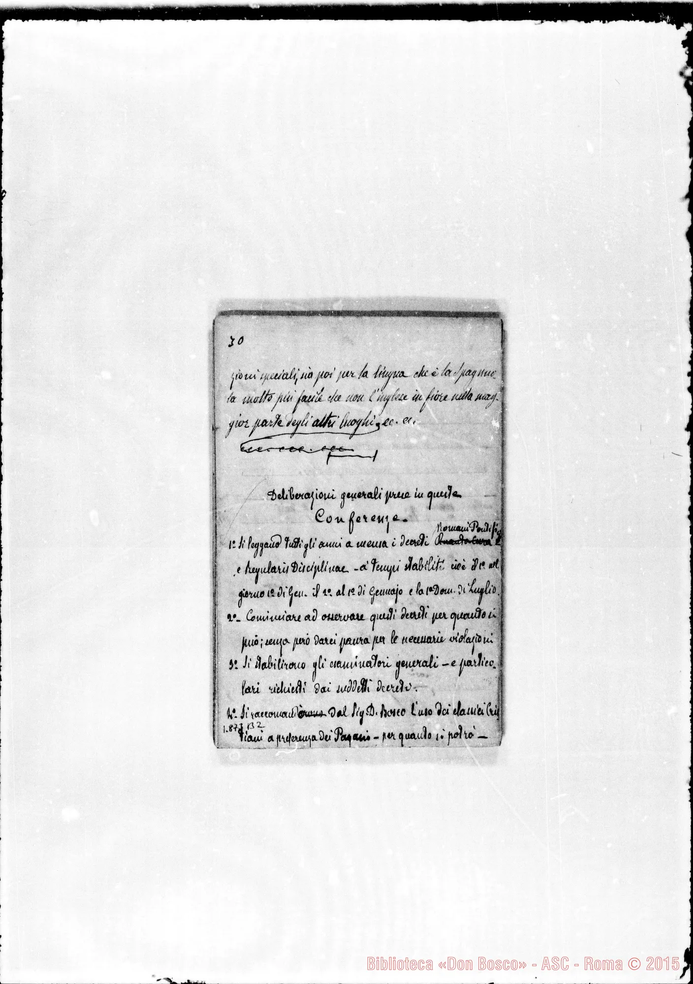 Fotogramma B 2 — Verbali delle conferenze date da D. Bosco dal 26 al 28 gennaio 1875