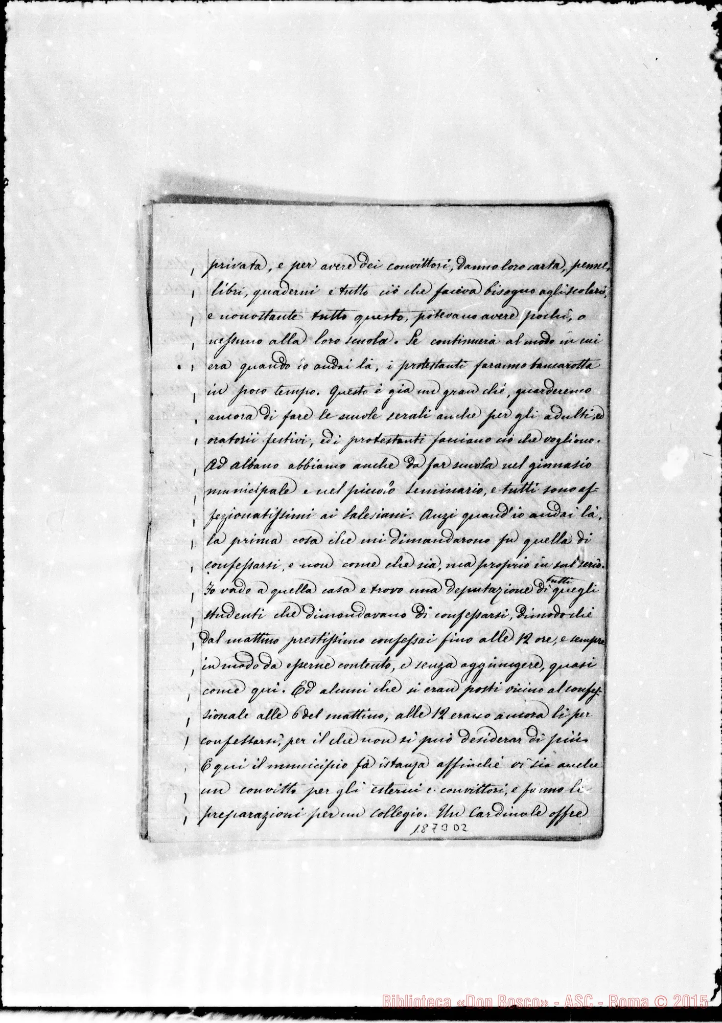 Fotogramma D 2 — 1877: Conferenza di D. Bosco il giorno 6-2-1877