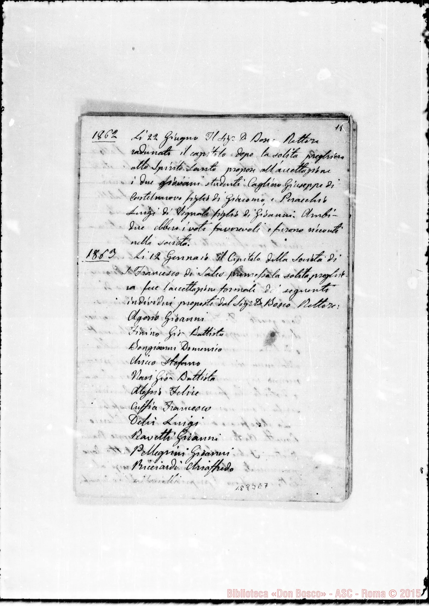 Fotogramma E 7 — Verbali delle adunanze dell’anno 1860 fino al 1869. Ms. originale