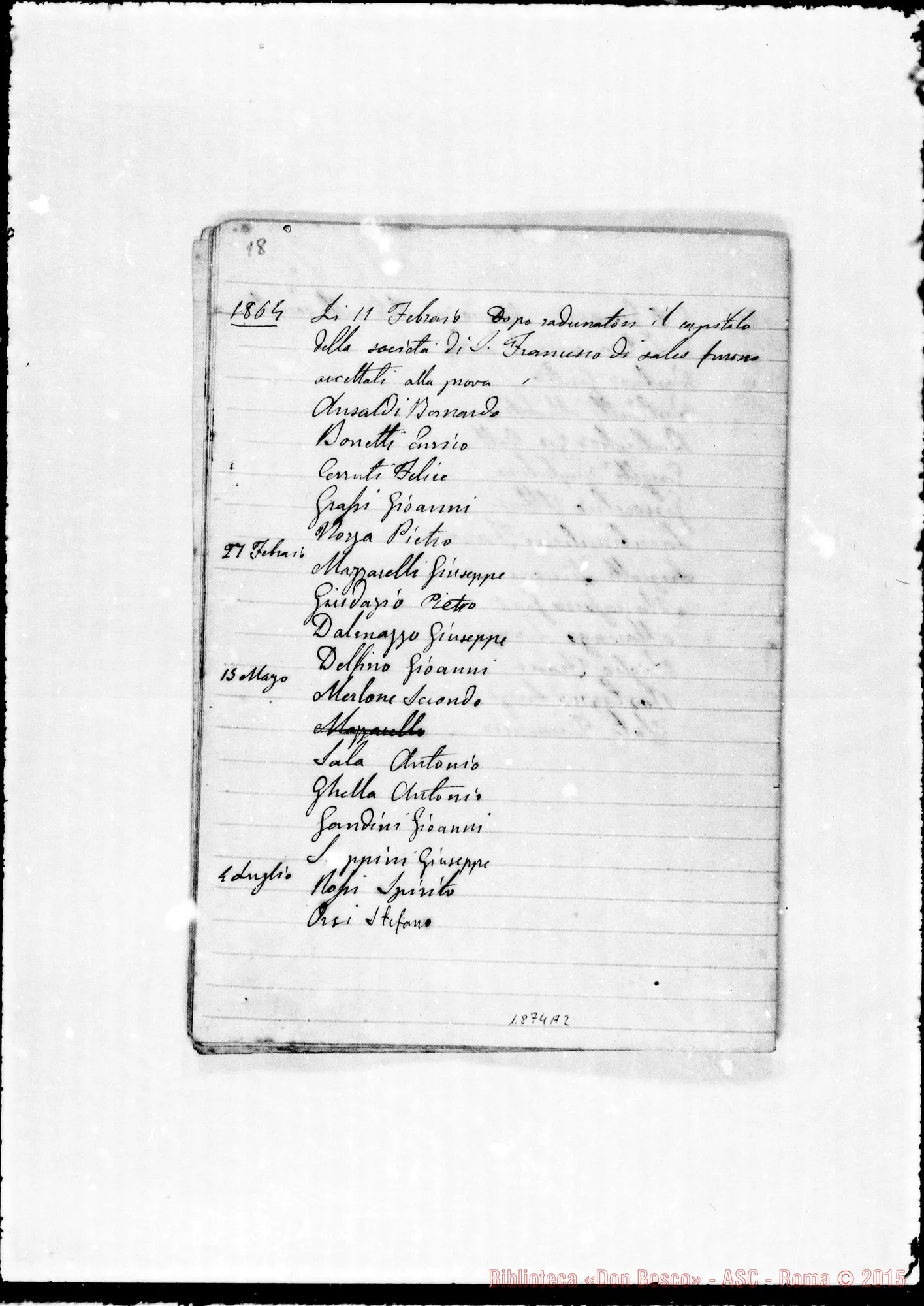 Fotogramma A 2 — Verbali delle adunanze dell’anno 1860 fino al 1869. Ms. originale