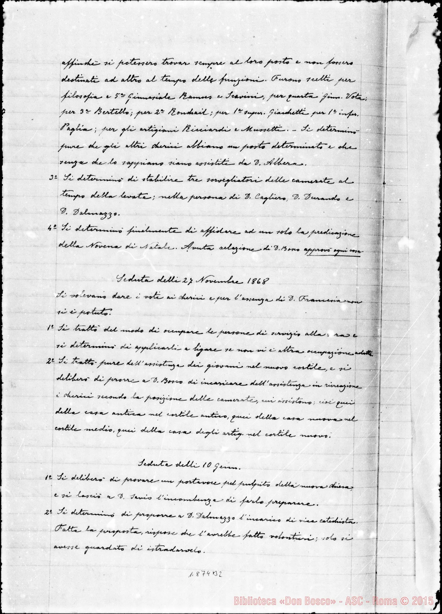Fotogramma B 2 — Deliberazioni del Capitolo Superiore (1866-1877). Ms. non originale