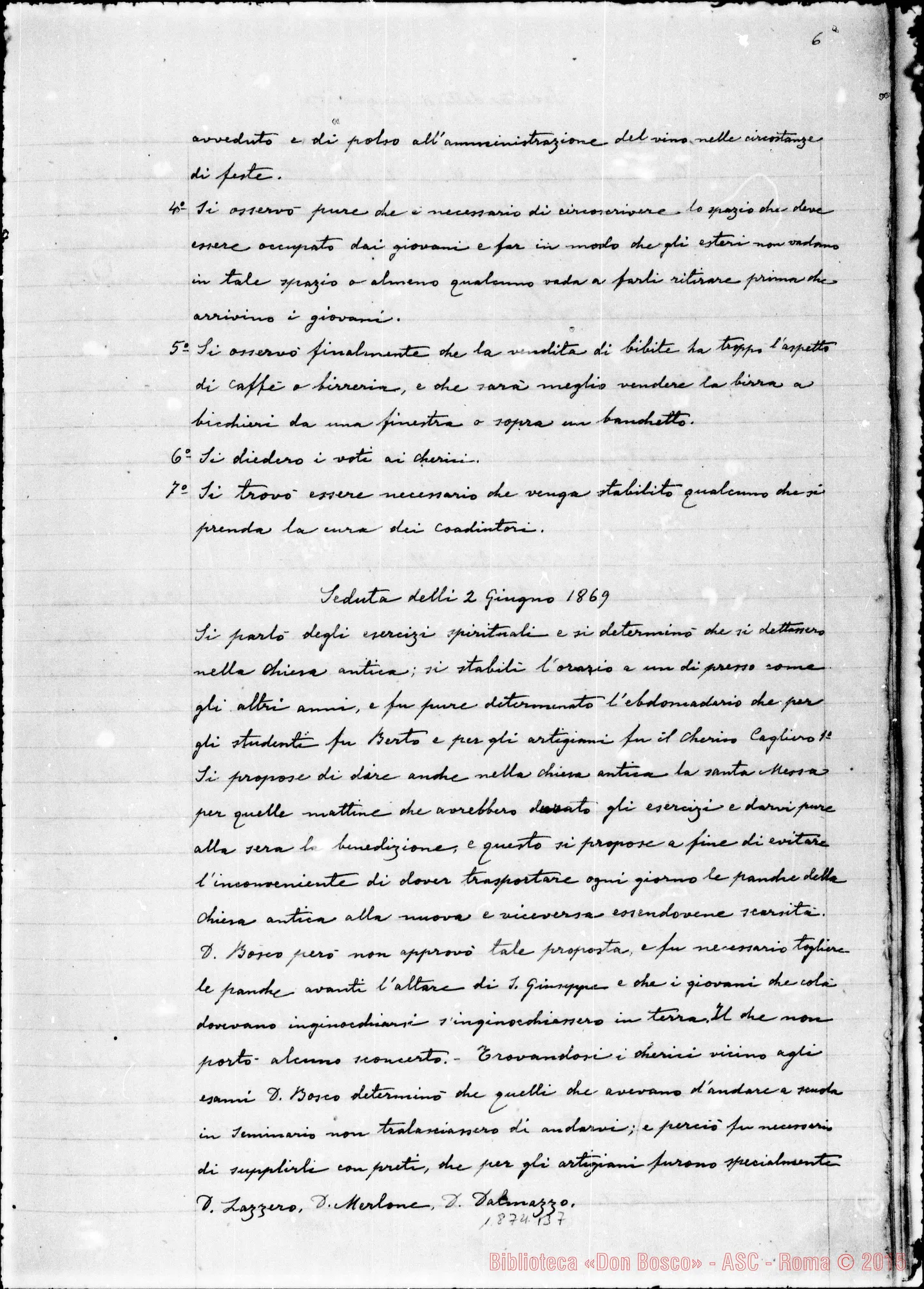 Fotogramma B 7 — Deliberazioni del Capitolo Superiore (1866-1877). Ms. non originale