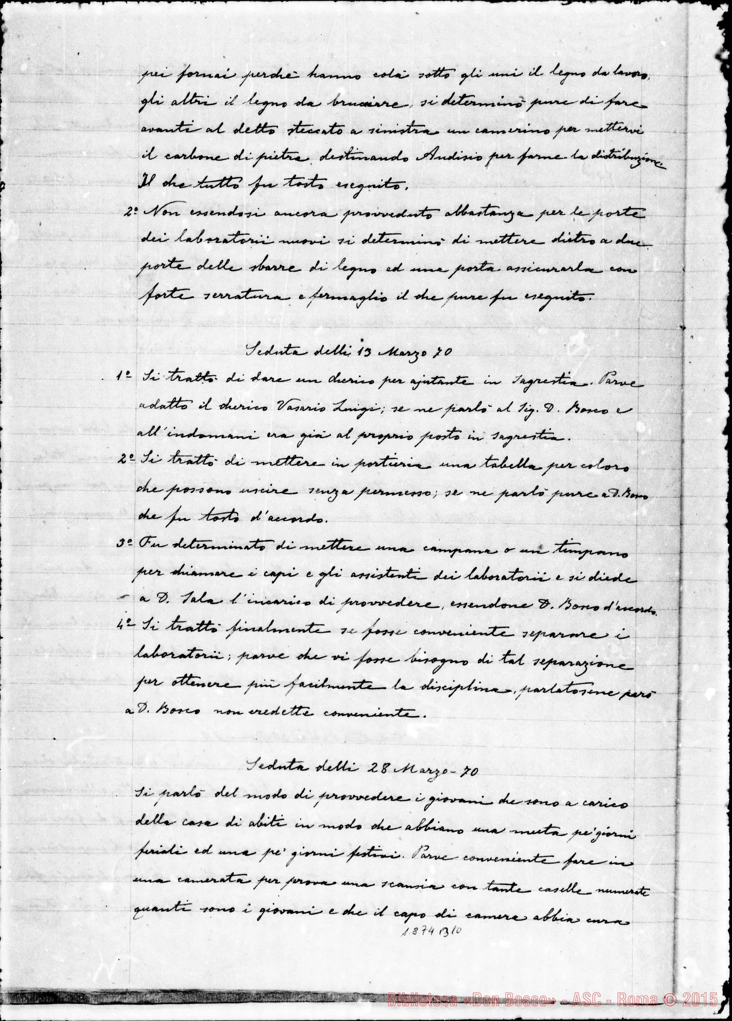 Fotogramma B 10 — Deliberazioni del Capitolo Superiore (1866-1877). Ms. non originale