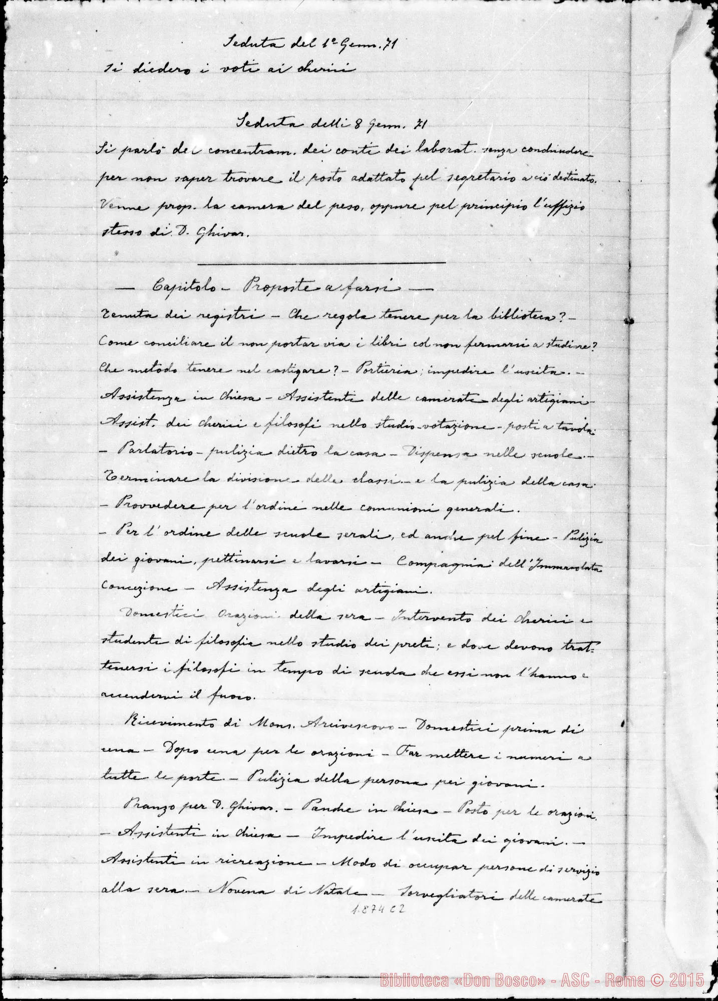 Fotogramma C 2 — Deliberazioni del Capitolo Superiore (1866-1877). Ms. non originale
