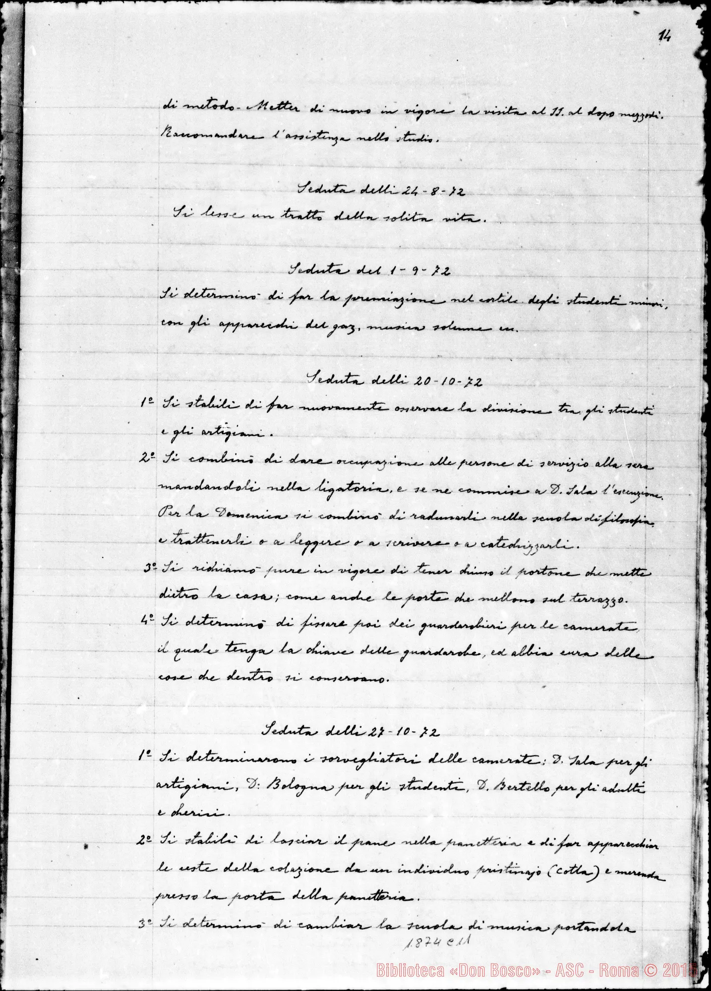 Fotogramma C 11 — Deliberazioni del Capitolo Superiore (1866-1877). Ms. non originale