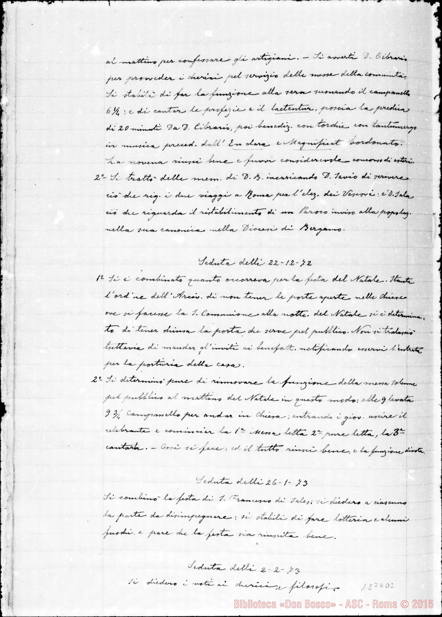 Fotogramma D 2 — Deliberazioni del Capitolo Superiore (1866-1877). Ms. non originale