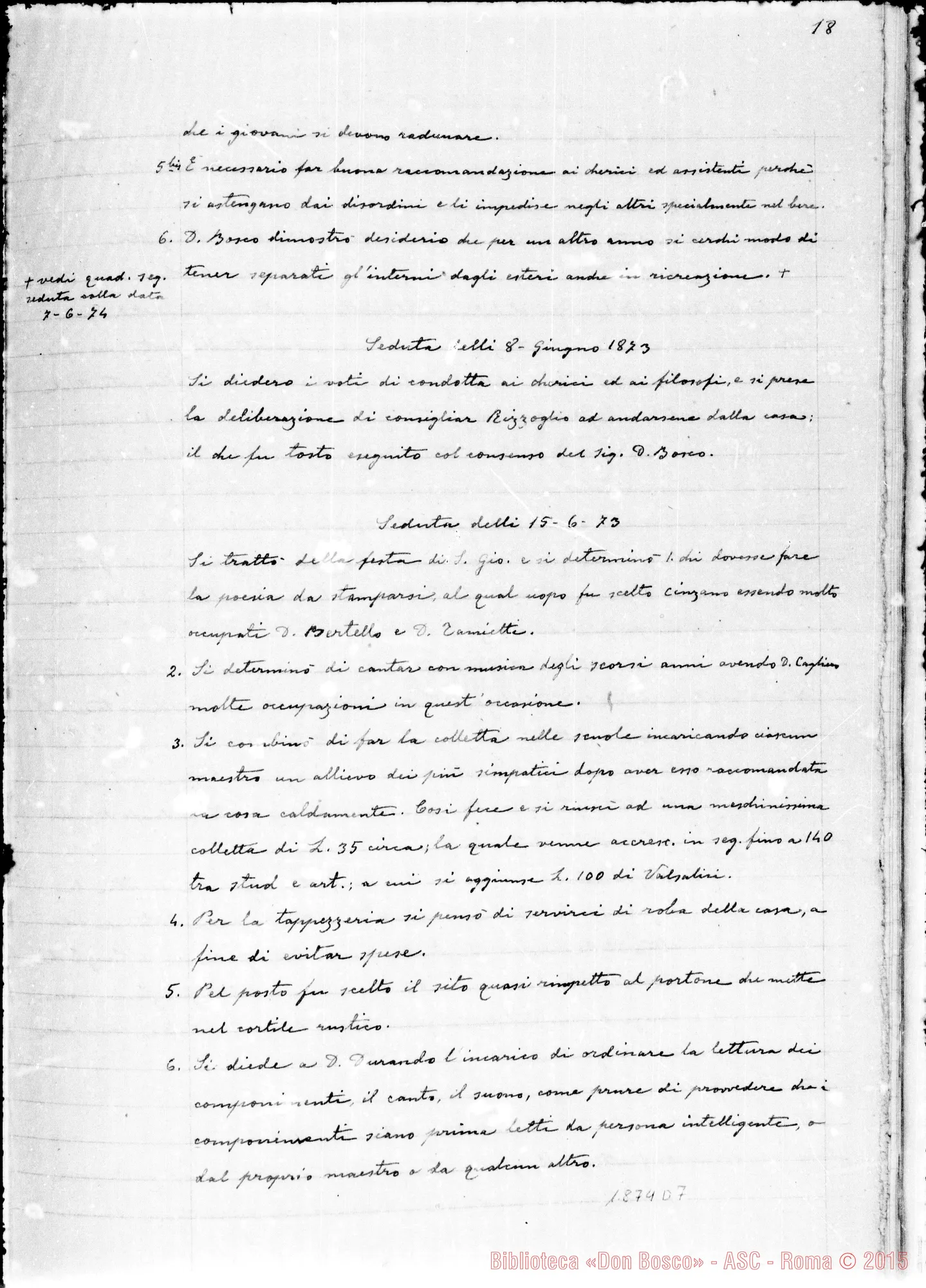 Fotogramma D 7 — Deliberazioni del Capitolo Superiore (1866-1877). Ms. non originale