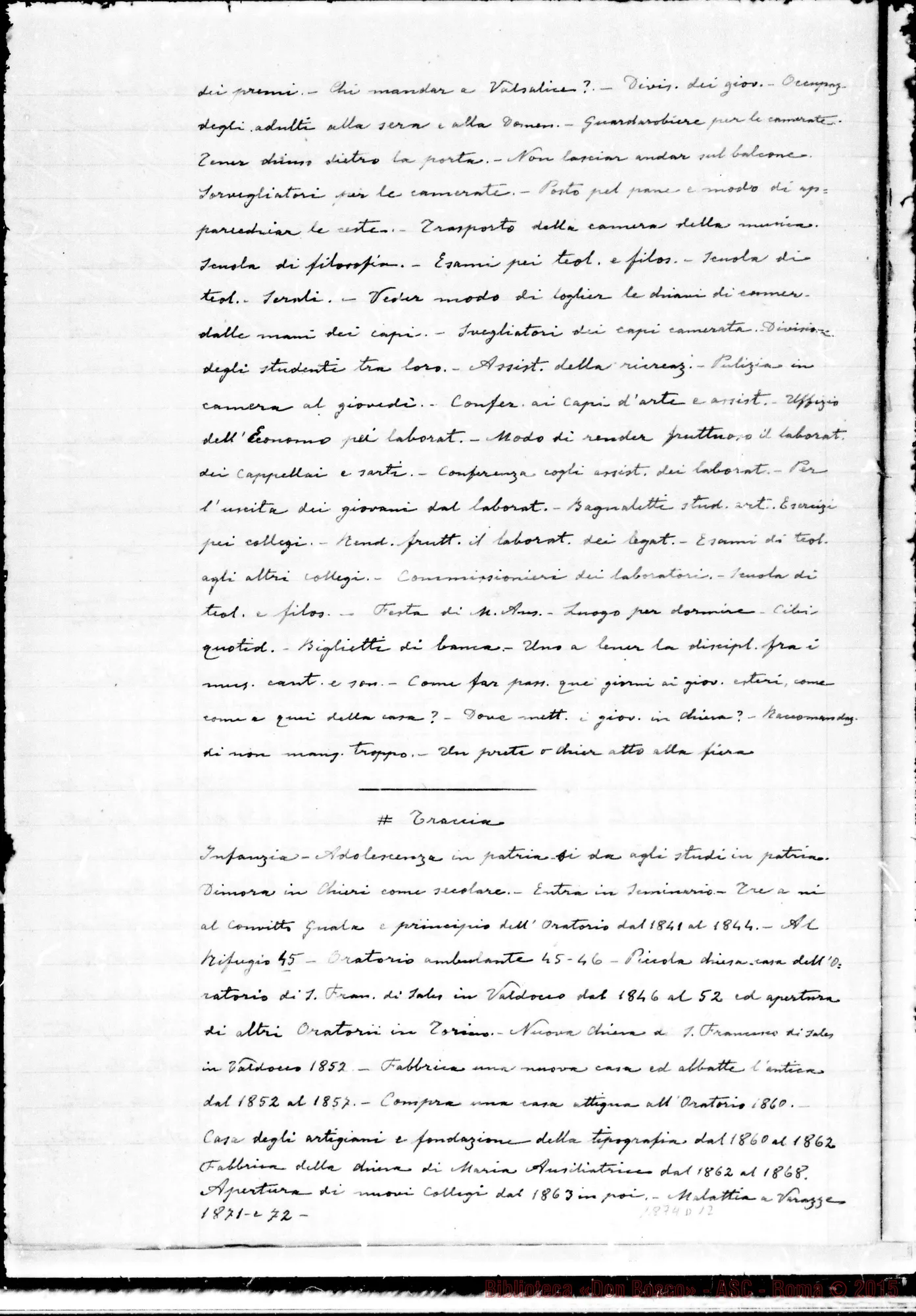 Fotogramma D 12 — Deliberazioni del Capitolo Superiore (1866-1877). Ms. non originale