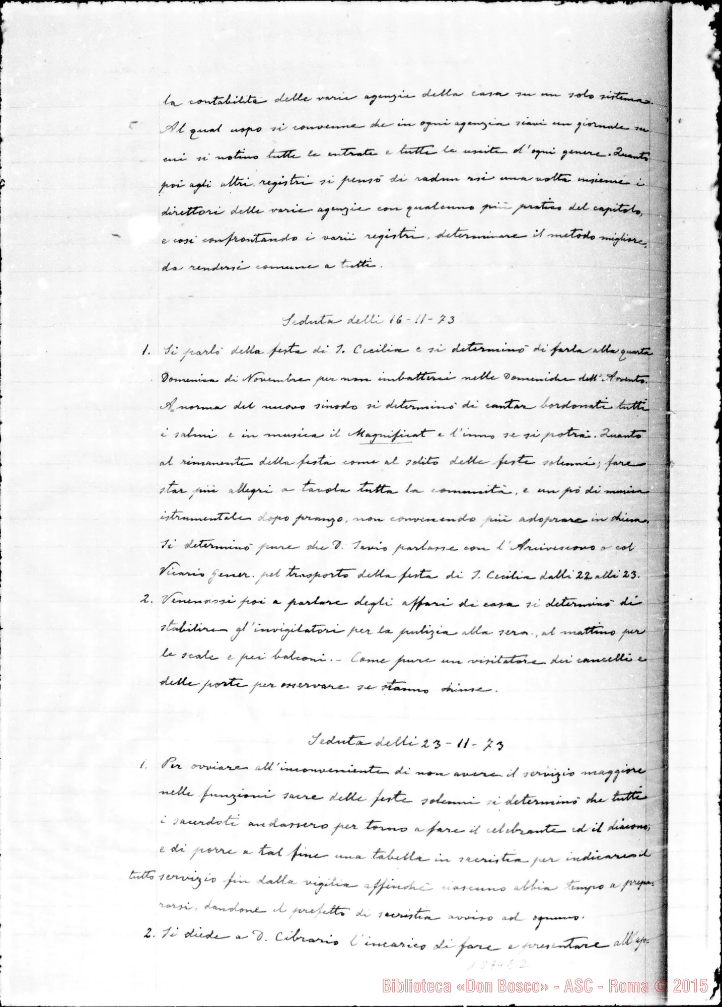 Fotogramma E 2 — Deliberazioni del Capitolo Superiore (1866-1877). Ms. non originale